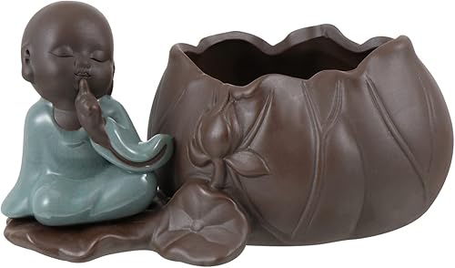 Miniatura 10 de Maceta hidropónica de arcilla morada, estatua de Buda grande, accesorios de aire, maceta de cerámica, bandeja de flores hidropónica, maceta de