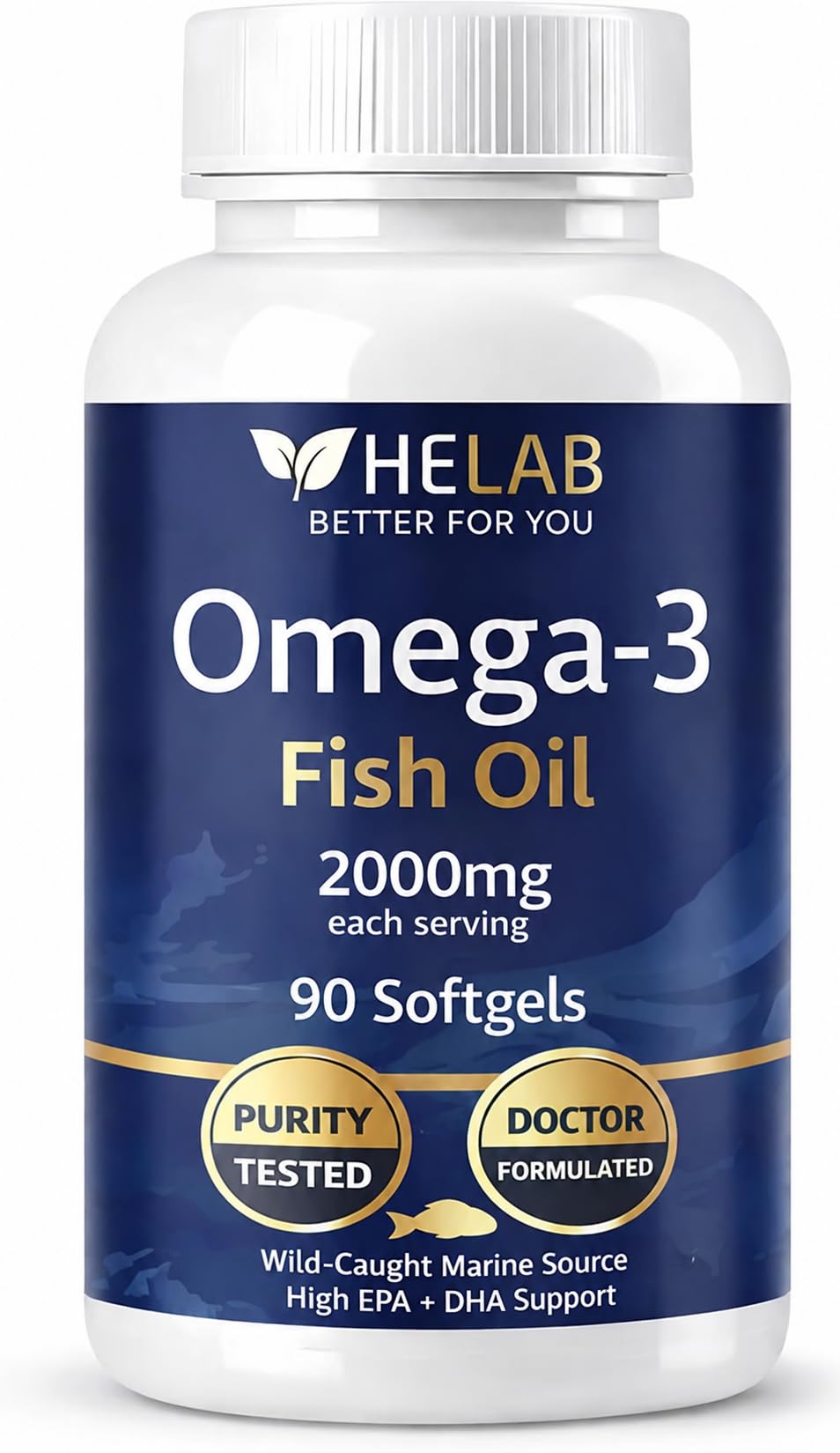 Omega 3 Fish Oil Supplementt (90 Count) Wild Caught Omega3 Fish Oil High EPA DHA Rich in Fatty Acid | Omega-3 Supplements for Women & Men | Purified Omega3 Fatty Acid, Non-GMO, Burpless Softgels