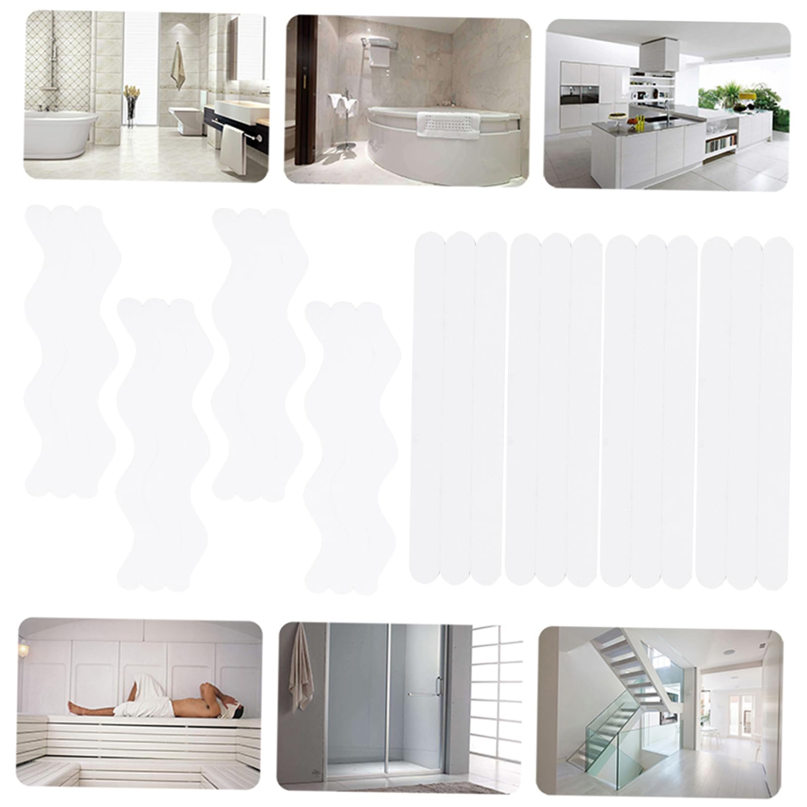 Uonlytech 144piezas Pegatinas Antideslizantes para Baño Adhesivos De Seguridad para Escaleras y Ducha Protección Antideslizante para Superficies Lisas Fácil Instalación para Baños y