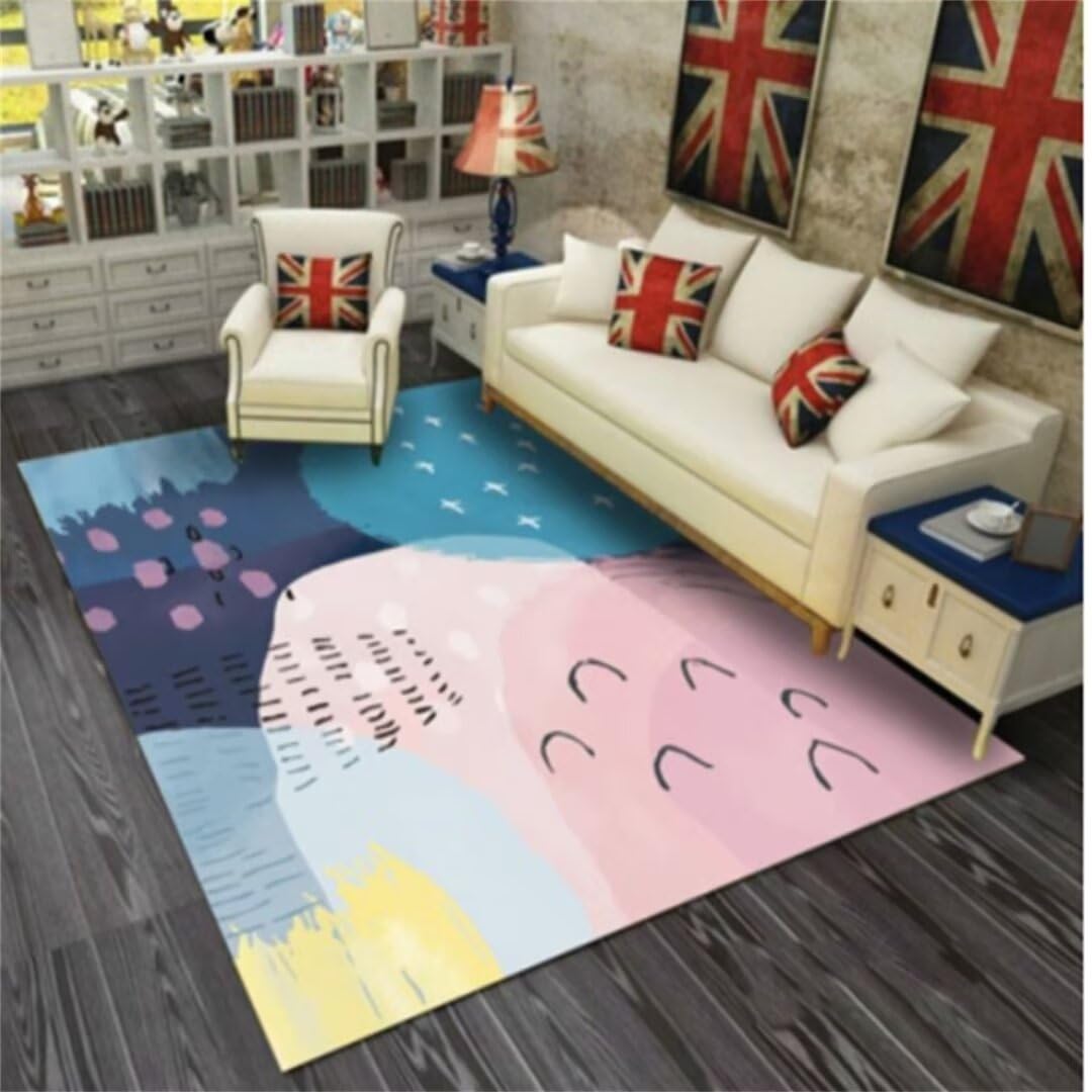 Tapis de salon en velours bleu 90x160 pour une ambiance cocooning chic