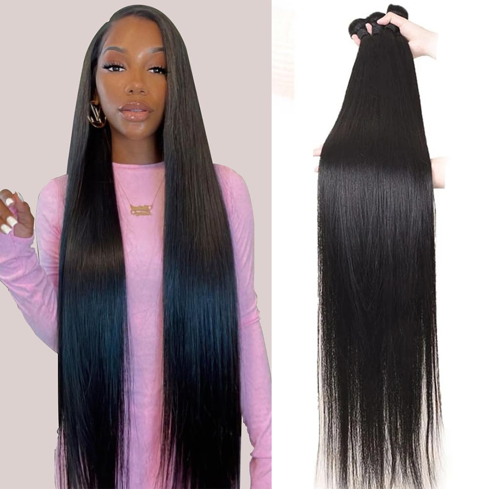 Amazon.com : 10A Straight Human Hair Bundles 24 26 28 Inches 