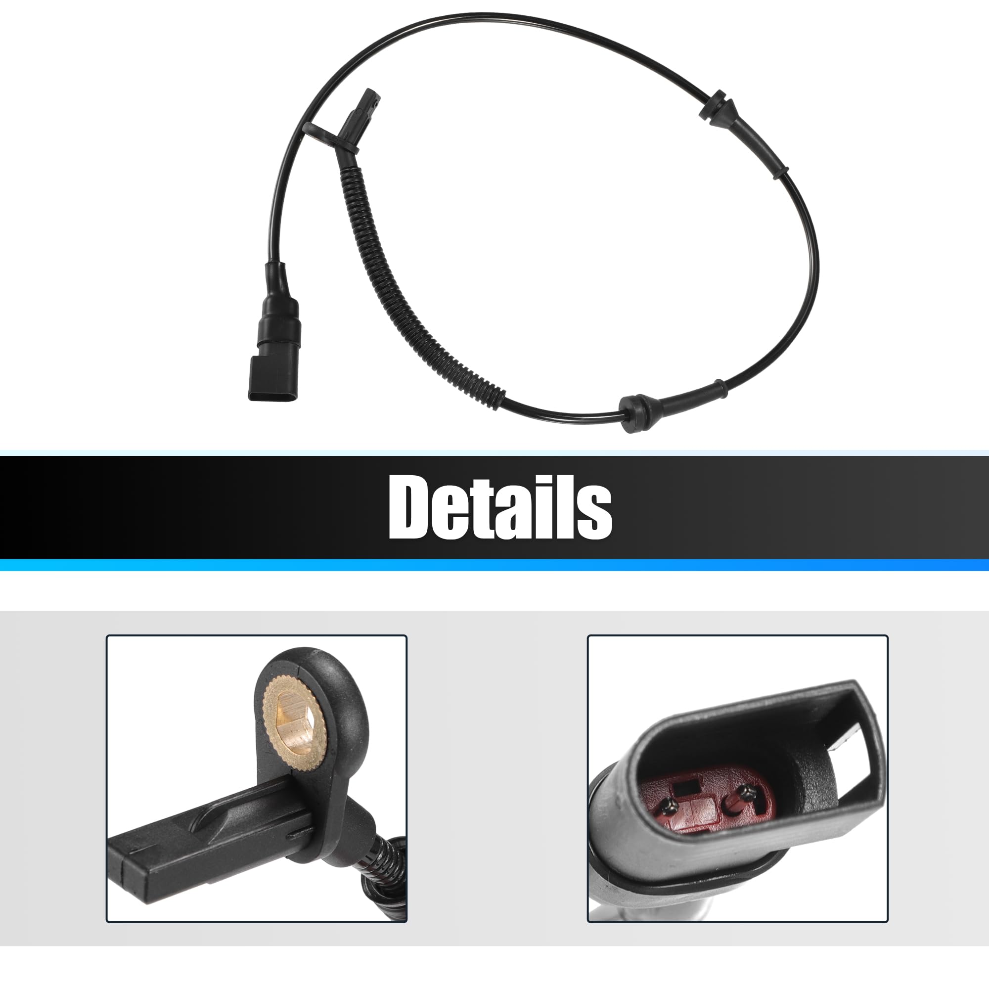 QUARKZMAN Capteur De Vitesse De Roue Abs Pour Ford Fiesta Mk6 02-08 1pc | Noir, ABS, 80.5 Cm, 7.7 Mm, 2 Broches, Avant, OE:2S612B372AD, Pour Ford Fusion 2002-2008, Pour Mazda 2 Mk1 2002-2007