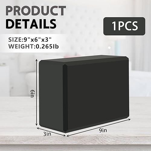 Miniatura 2 de Bloques de yoga de 9 x 6 x 3 pulgadas, superficie antideslizante suave, bloques de espuma de alta calidad, apoyo, ligero, resistente al olor,