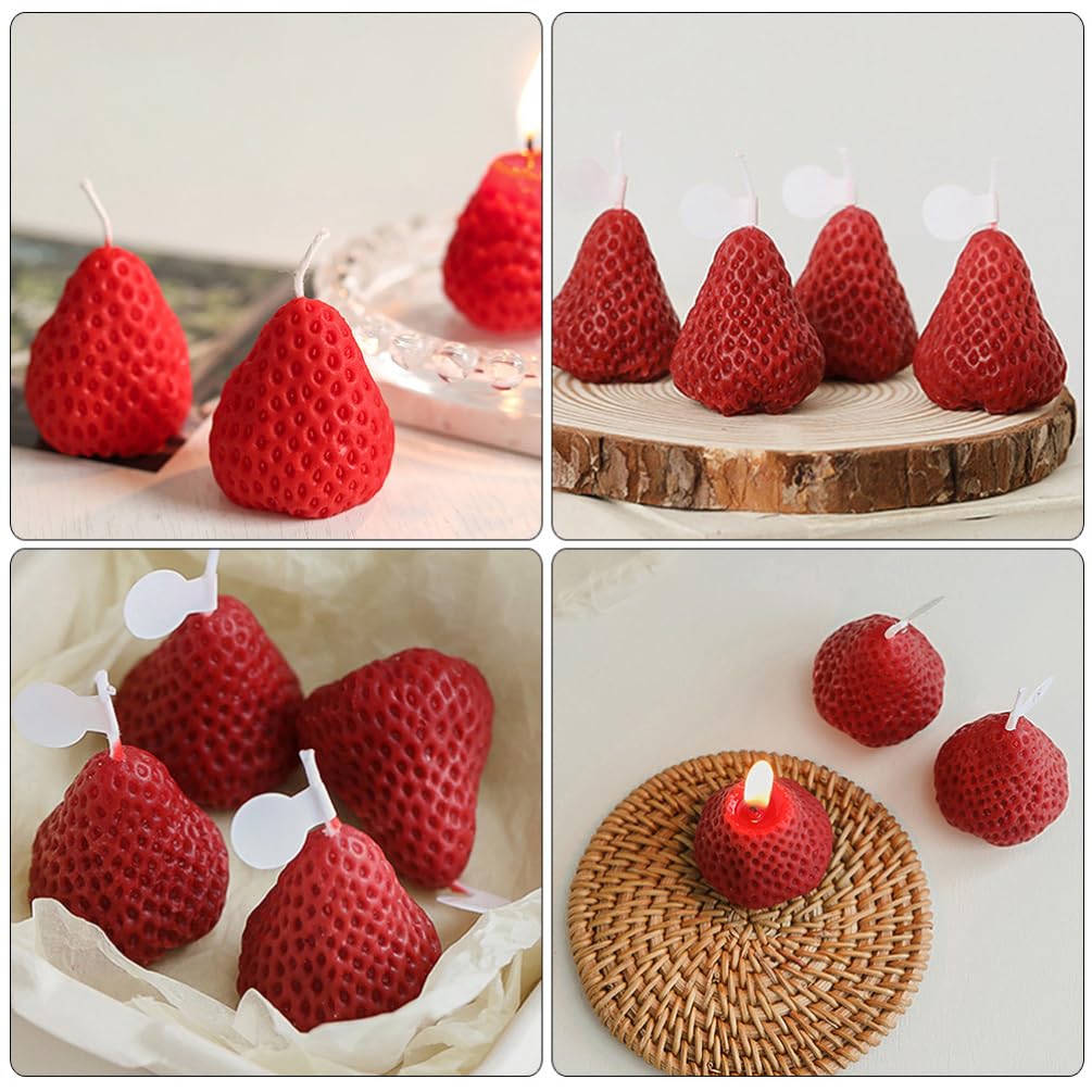 9 Velas Con A Fresa: Velas Decorativas Con Forma De Fruta Para De Boda Fiestas De Cumpleaños Y Aromaterapia Casera (Rojas 4 5 X 4 Cm)