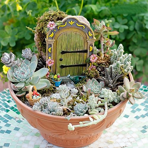 Muamax Fairy Garden Door Accessories Fairy Doors Wall Outdoor Mystical Miniature Garden Door For Tree Trunk (Green) #TOP4