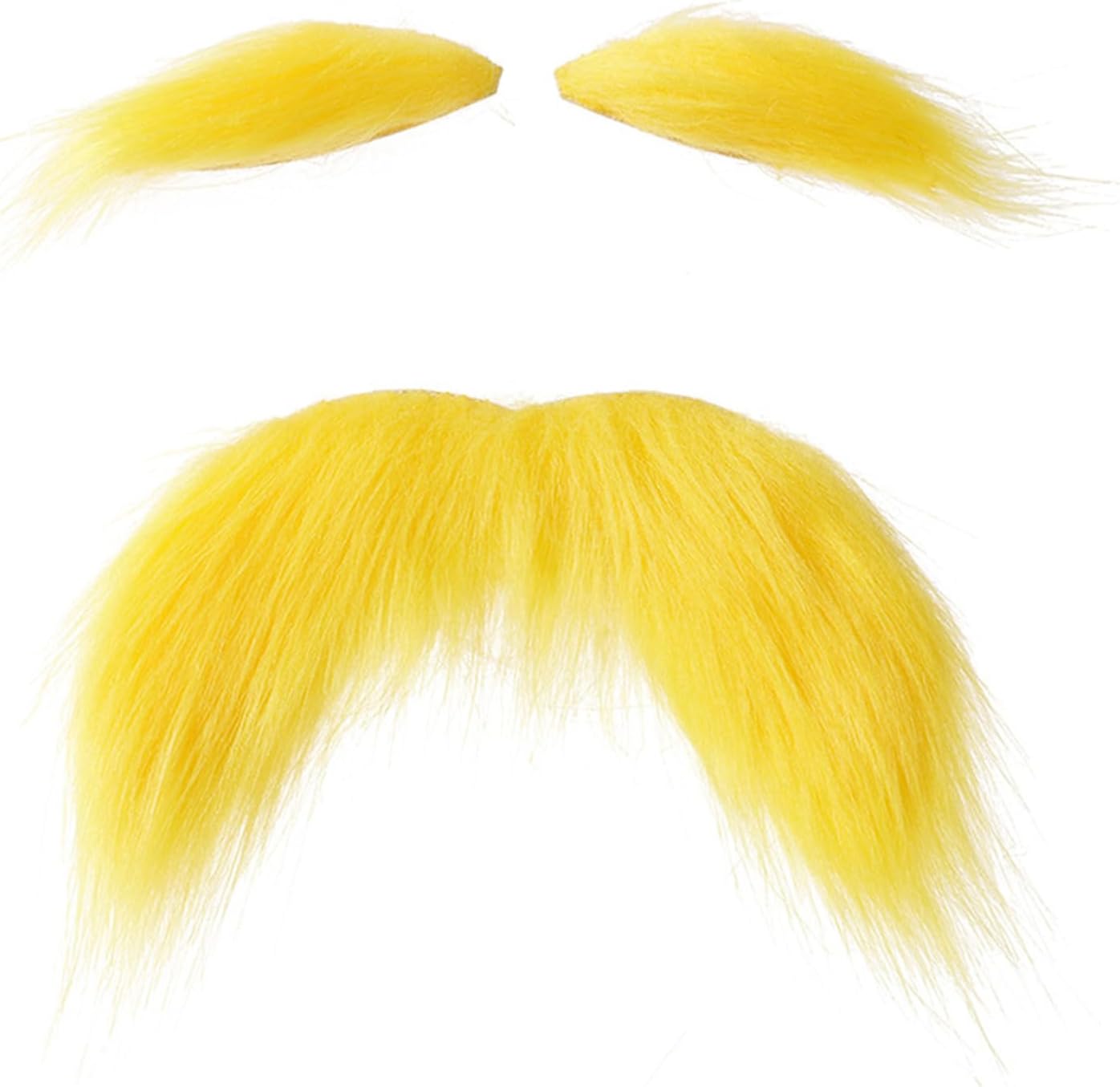 NUMJAWYellow Mustache and Eyebrows Self Adhesive Fake Mustache for All Ages,Fake Beard and Eyebrows for The Yellow Monster Costume Book Character Costumes Halloween Funny Cosplay Party Accessories