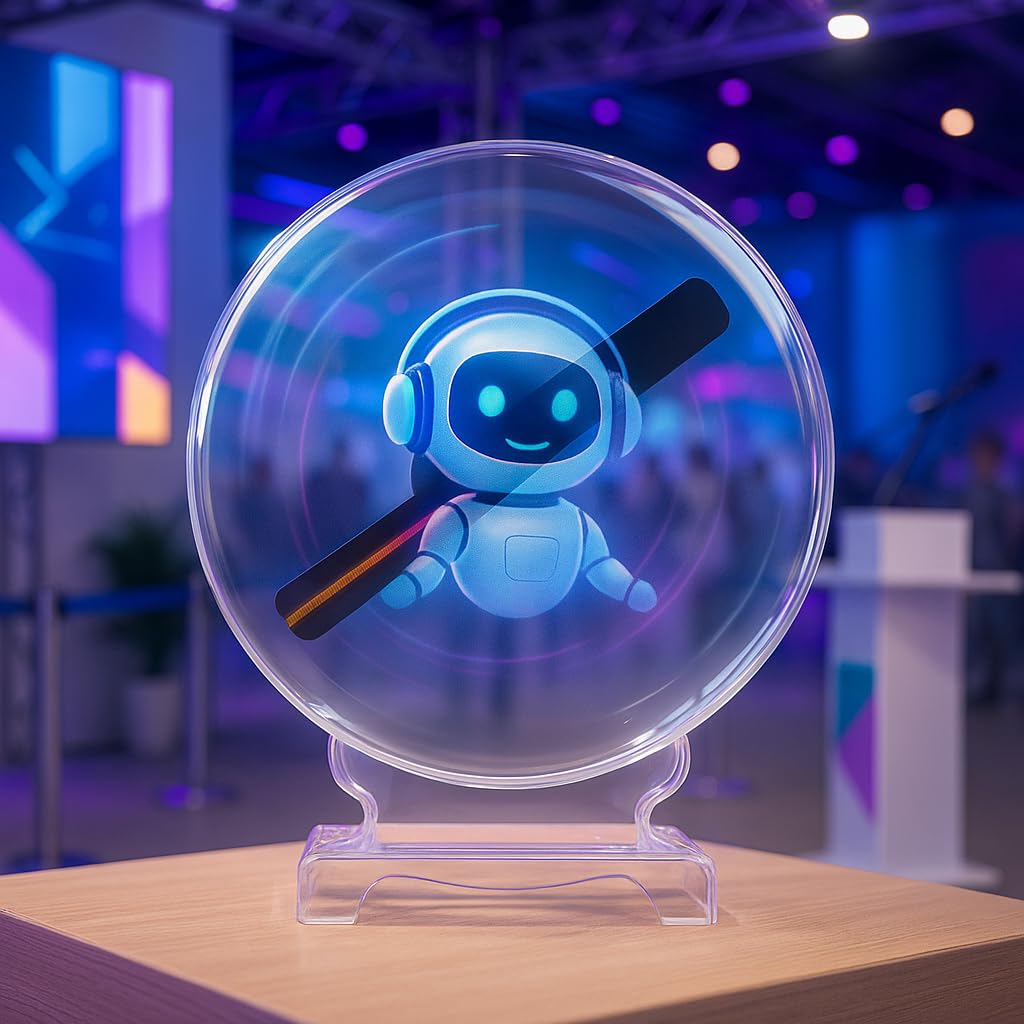 Missyou 3D Hologramm Projektor 20CM mit App Steuerung Bluetooth LED Display Schutzgehäuse Fernbedienung und 1500 Videos für Werbung Messe Schaufenster Weihnachten Halloween