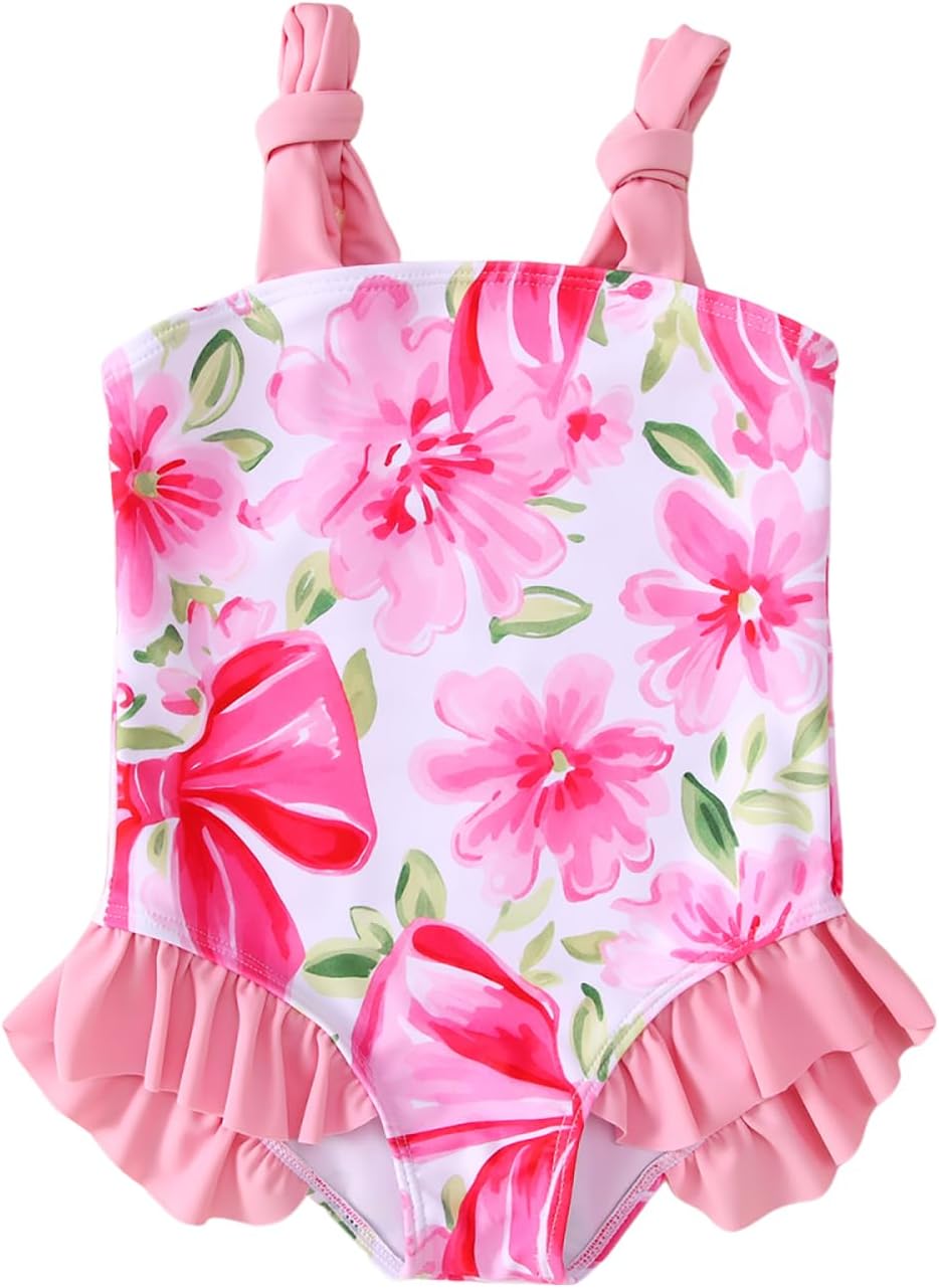 GLIGLITTR Toddler Baby Girl Swimsuit Ruffled Floral One Piece Bathing Suit Cute Fruit Sleeveless Summer Beach Swimwear