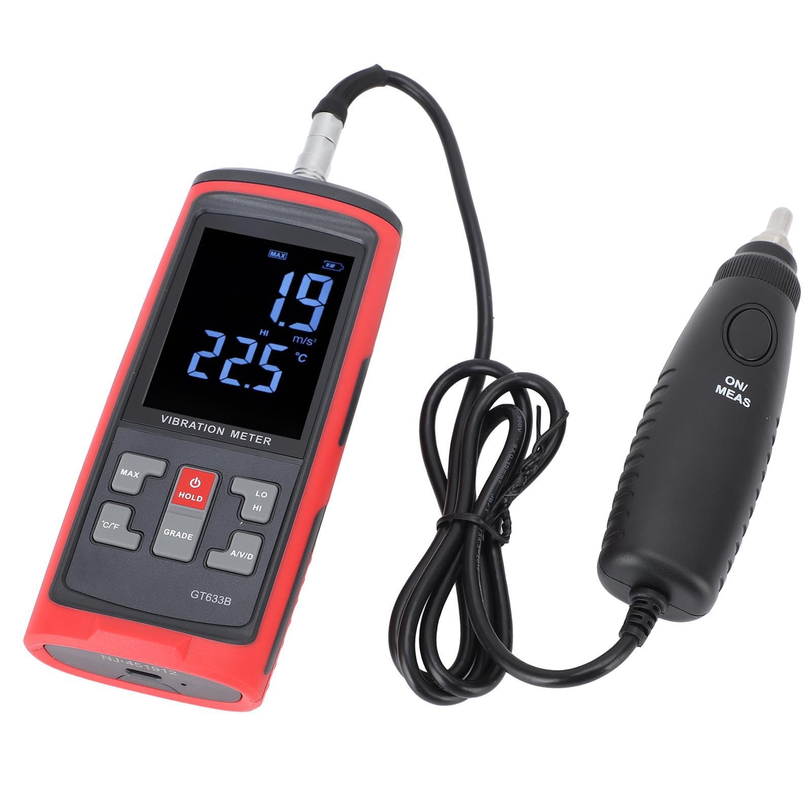 banapoy Medidor Vibración Digital, Analizador Vibraciones con Pantalla LCD a Color, Sensor Prueba Temperatura Frecuencia Desplazamiento Velocidad Aceleración para Pruebas Mecánicas