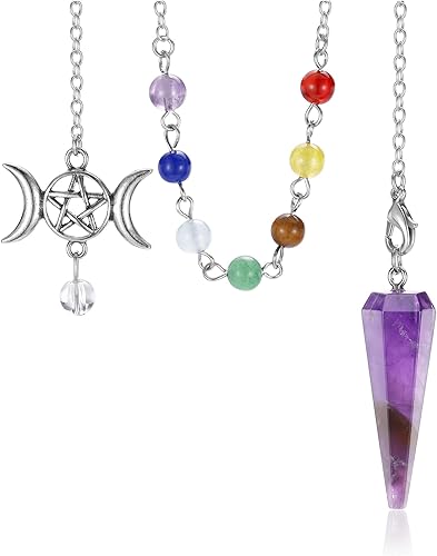 Miniatura 3 de GEHECRST Péndulo de cristal de obsidiana negra natural para adivinación, cristal hexagonal para curación de chakras, piedra de cuarzo puntiaguda,