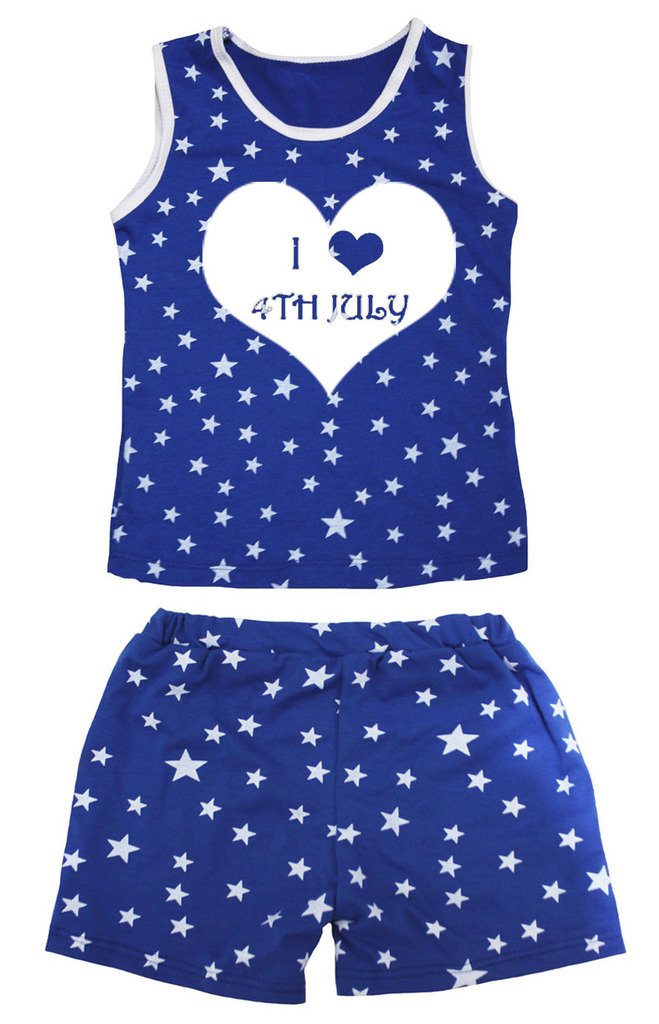 Conjunto de dos piezas en algodón azul transpirable con estampado de estrellas 2
