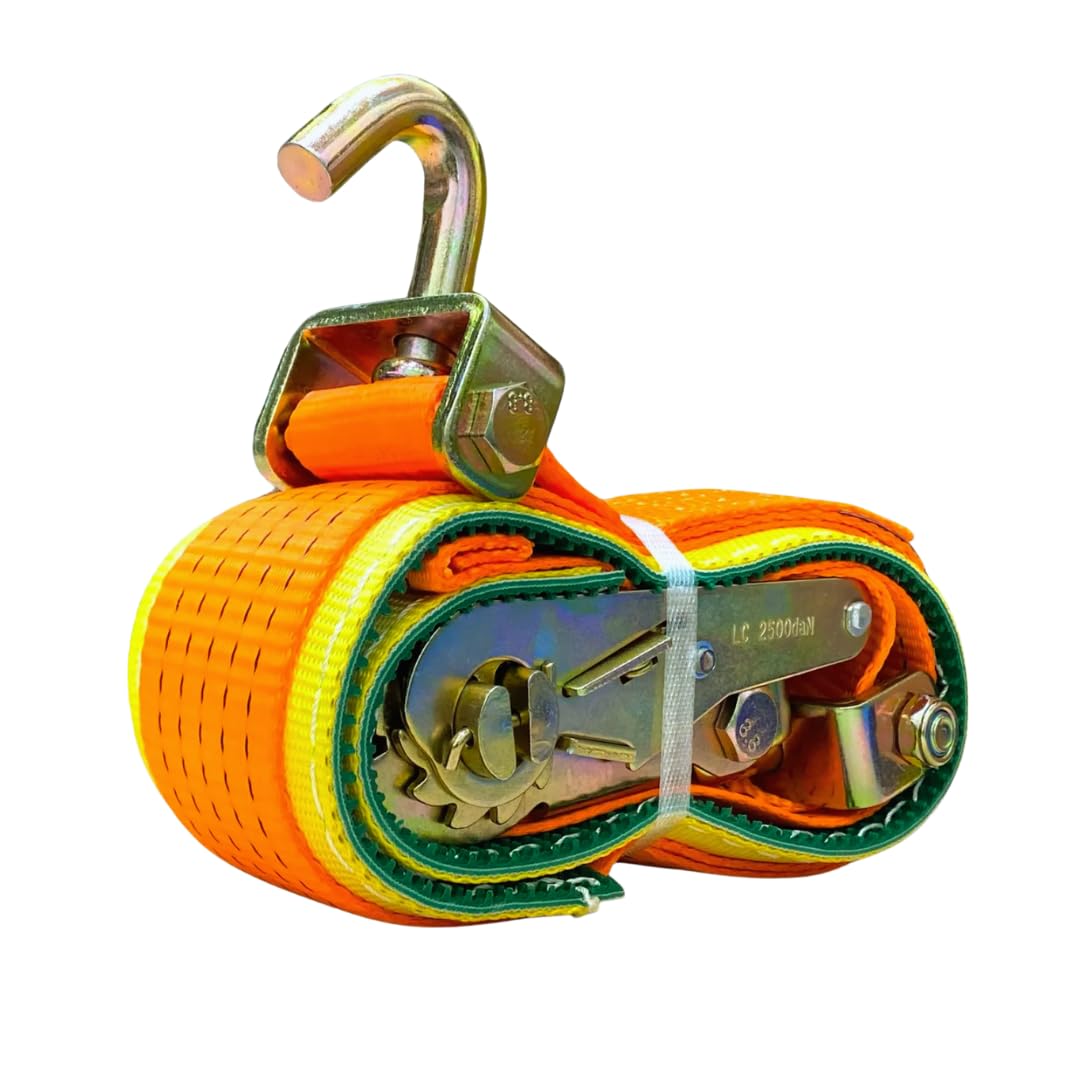 Spanngurt mit Ratsche Zurrgurt VDI 4 m breit 50 mm | Robuster Ratschengurt zur Ladungssicherung auf Anhänger und im Auto; belastbares Gurtband mit einfacher Bedienung