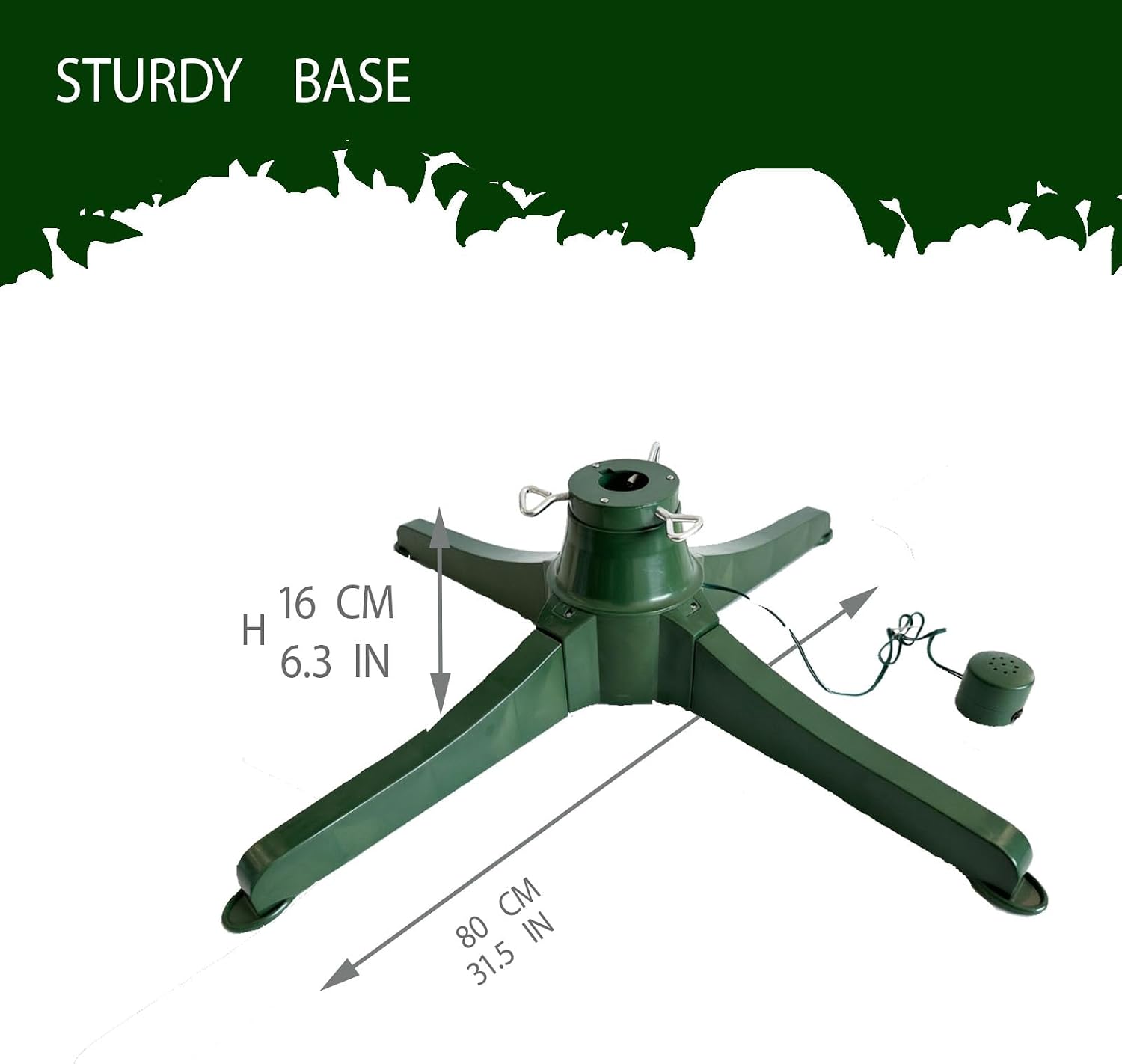Rotating Christmas Tree Stand, Electric Two Way Spin Base for Artificial Trees Up to 7 Feet Detachable and Space Saving Design (31")