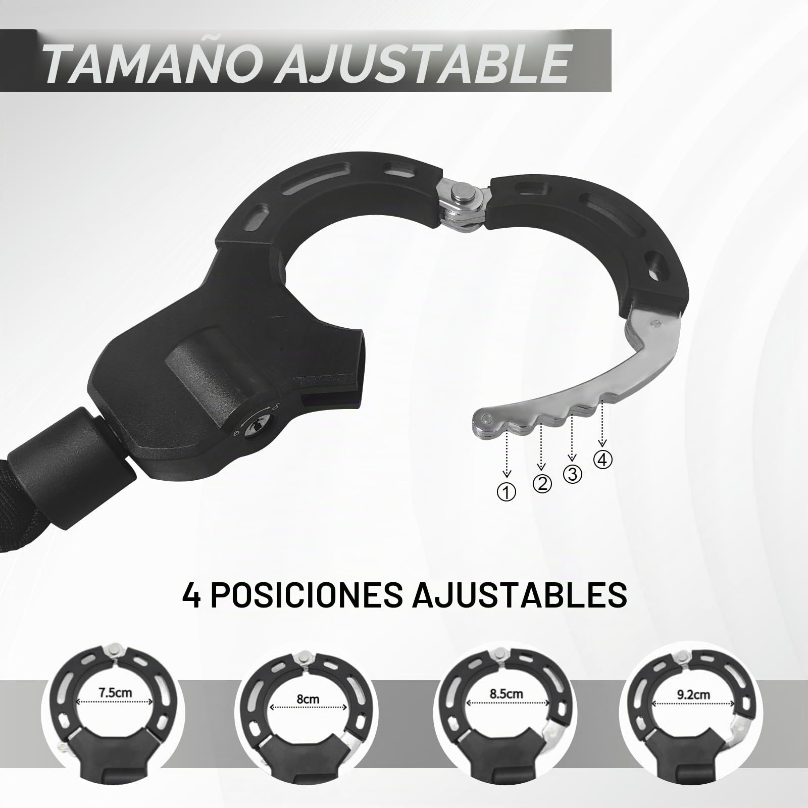 Candado Patinete Electrico, Candado Bicicleta, Candado Antirrobo para Scooters con 3 Llave y Bolsa Impermeable, Alta Seguridad Antirrobo Cadena para Patinete Eléctricas, Motos