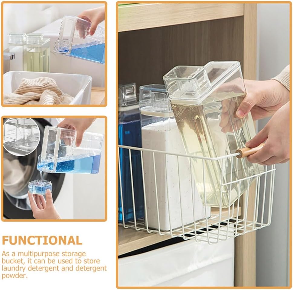 Cabilock 2pcs Empty Laundry Liquid Dispenser, Liquid Container, Large Dispenser Bottle, Cereal Organizer, Transparent Storage Container, Laundry Soap Dispenser for Softener, 23.5X12.5X5.5CM