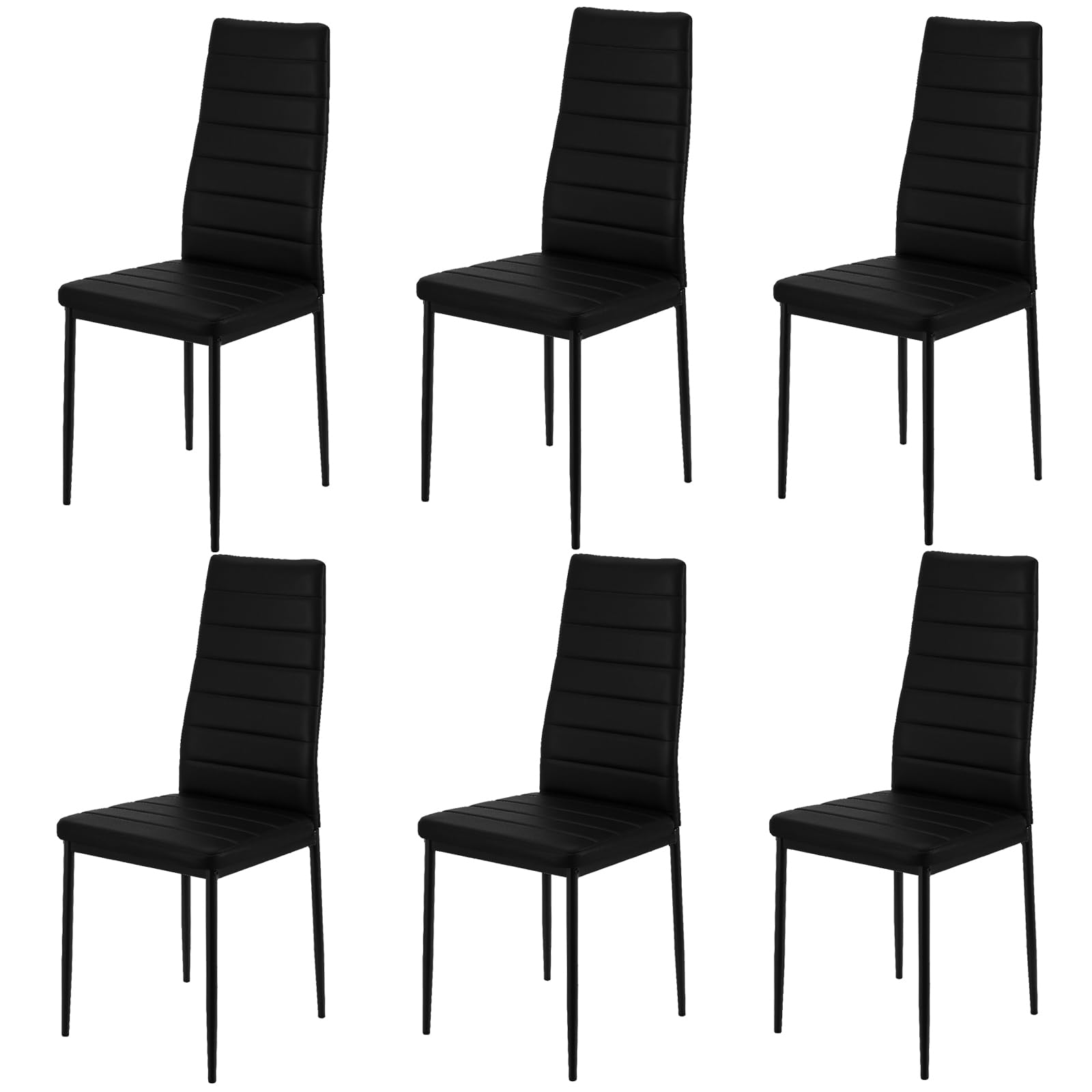 LEADZM küchenstühle 6er Set Esszimmerstühle mit hoher Rückenlehne wasserdicht für Esszimmer & Küche Esszimmerstuhl Stühle 120kg (Schwarz, 6er Set)