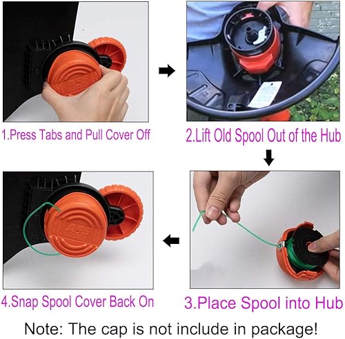 Miniatura 6 de SF-080 Bobina de repuesto para Black and Decker Bobina de recortadora de hilo de línea única de 20 pies 0.080 pulgadas GH3000 LST540 GH3000R LST540B