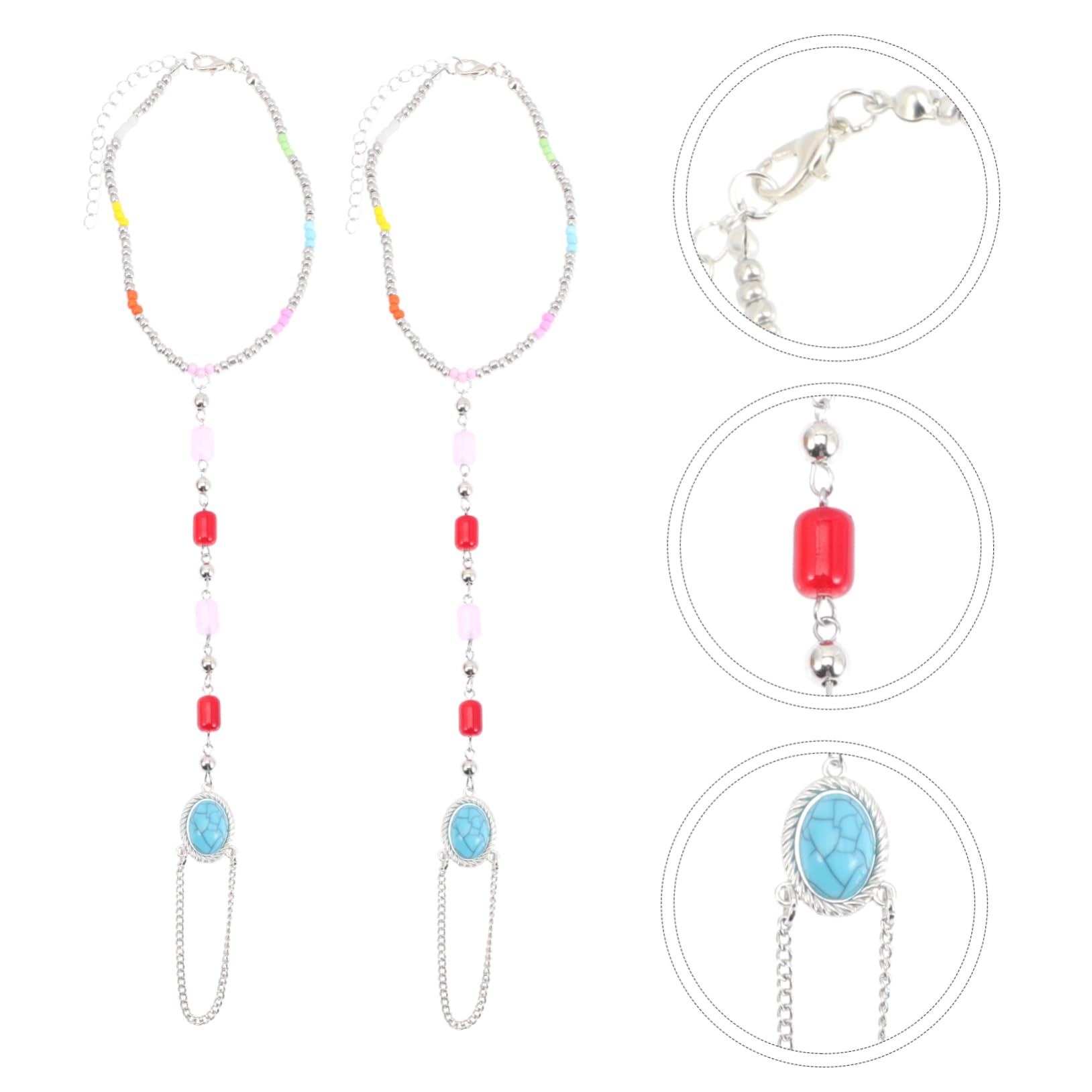 Healvian 5 Series Tobilleras De Verano Con Cuentas Para El Dedo Del Pie Tobilleras Para Mujer Con Cuentas Pulseras De Acrílico Para Mujer 2 piezas x 5