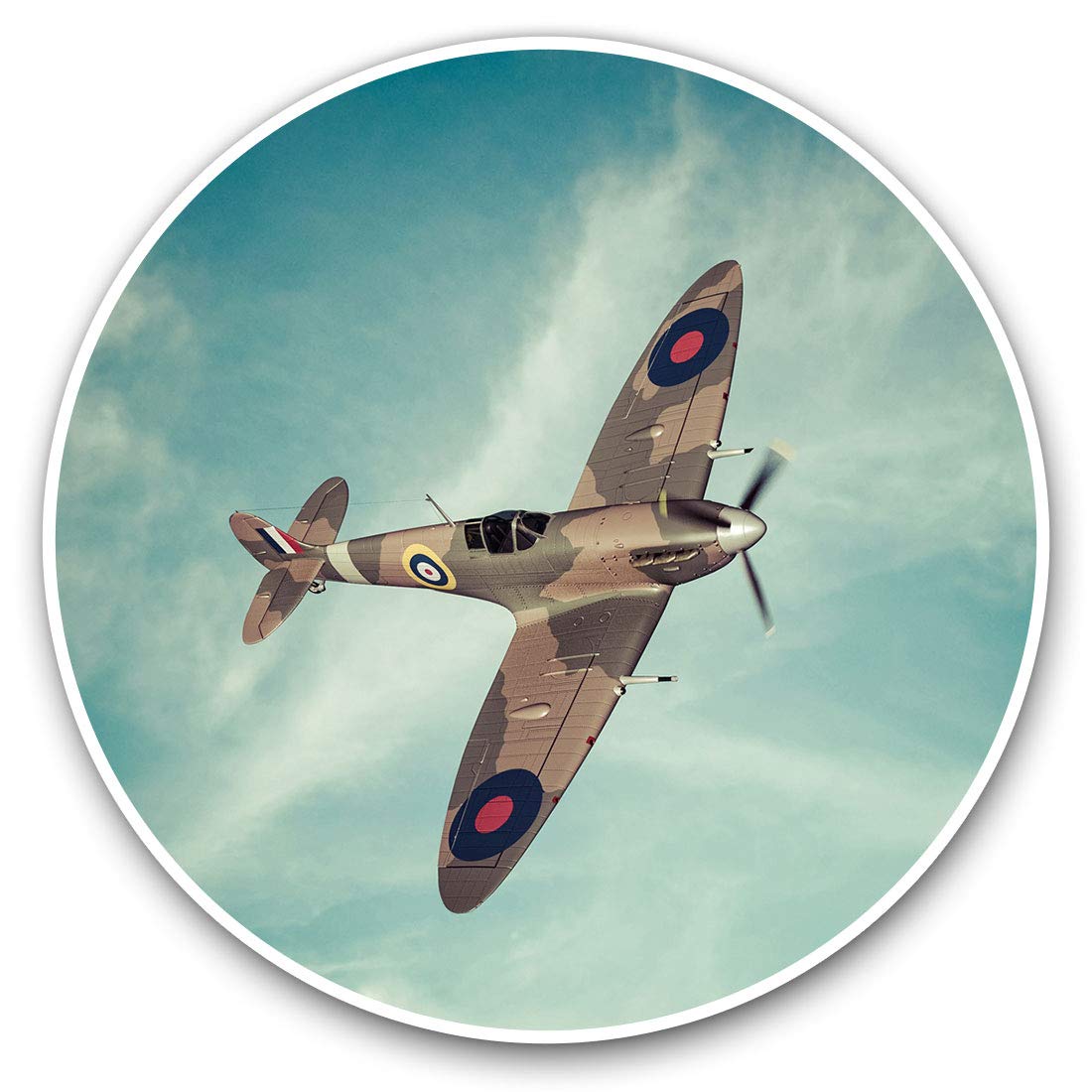 Destination Vinyl Ltd British Raf Spitfire Vintage Plane 16310 Vinyl Stickers (Set Of 2) 20Cm - British Raf Spitfire Vintage Plane #16310
