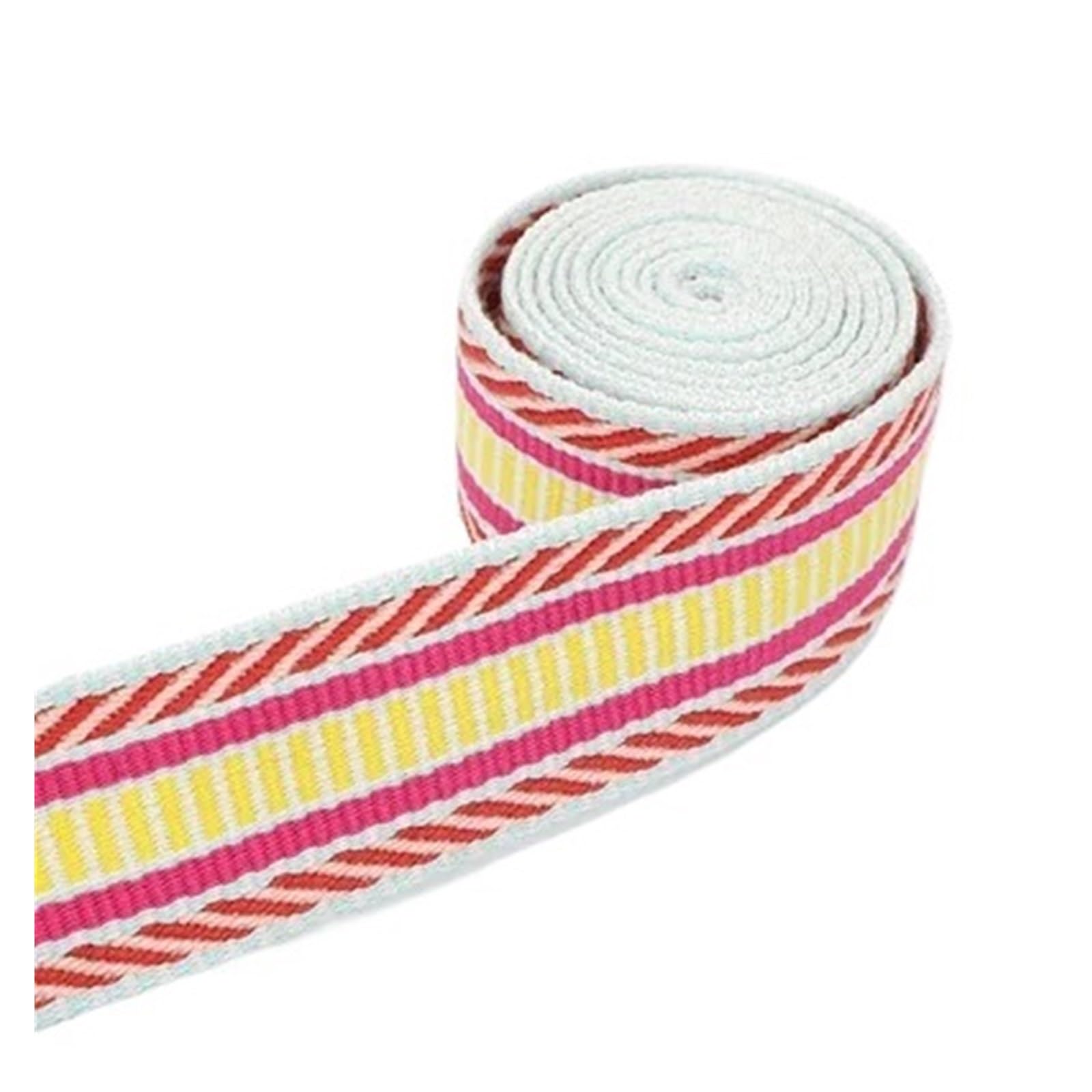 HYFEUOKF Webbing Strap 1 Yard Cotton Webbing 3.8/5CM Width Soft Thin Ribbon Sewing Material For Bag Strap Belt DIY Clothes Tape Decor Craft For Upholstery(White yellow 3.8cm) — image 1