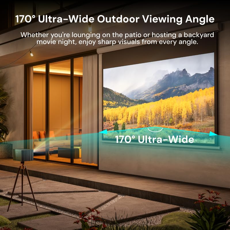 AWOL Valerion 120" Motorized Projector Screen, Rechargeable Outdoor Waterproof Drop-Down Screen, 2 Recharges Yearly, 4K/8K Ultra HD, Wrinkle-Free, for Theater-Grade Home & Backyard Movie Night - image 6