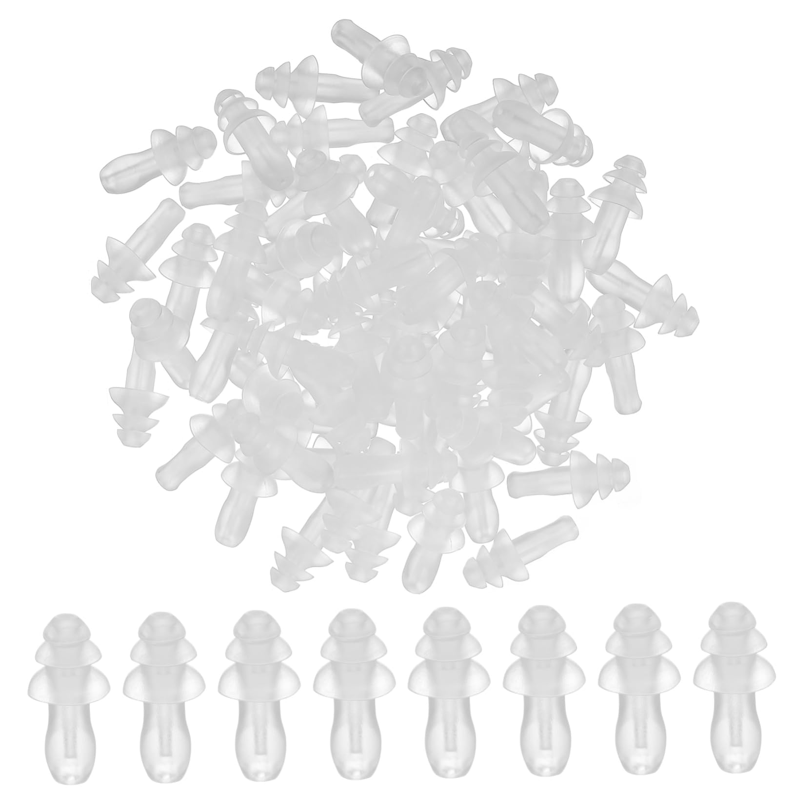 SOLUSTRE Tappi Orecchie Morbidi e Riutilizzabili in Silicone Trasparente 40 Pezzi Impermeabili e Antirumore Protezione Udito per Dormire