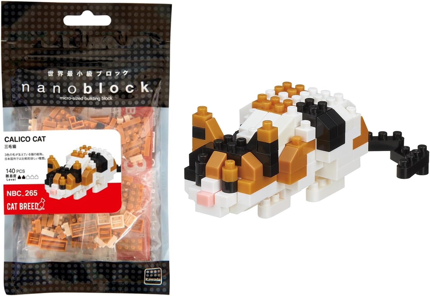 Nanoblock Calico Cat Building Kit, Orange