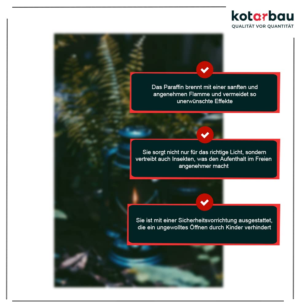 KOTARBAU® Lot de 12 flacons à pétrole pour lampes à huile 500 ml d'huile pour torches de jardin (vert bio)
