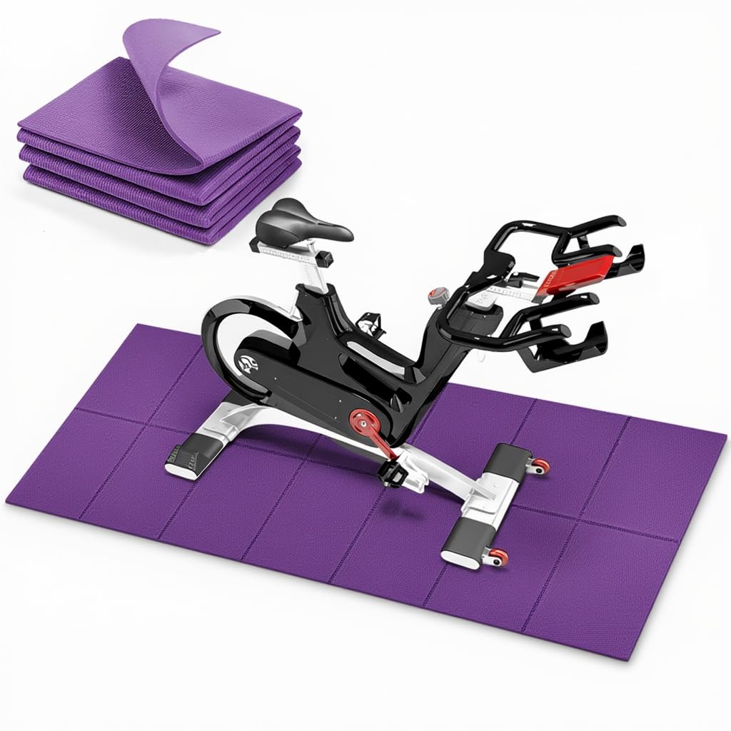 Tappetino protettivo per dispositivi sportivi, fonoassorbente, impermeabile, facile da pulire, 6 mm, in PVC, 173 x 61 x 0,6 cm, per tapis roulant, yoga, cyclette (viola)