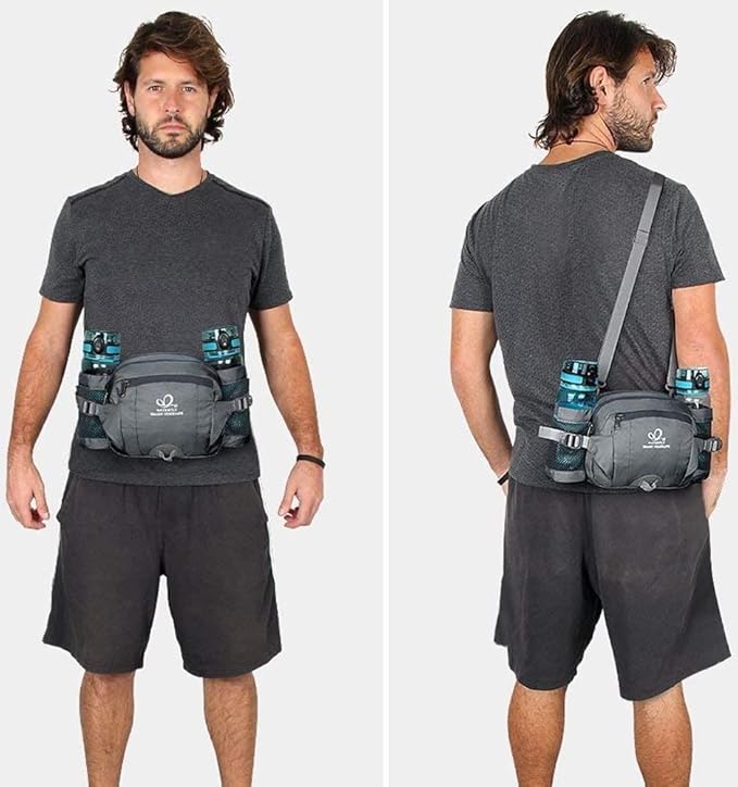 WATERFLY Fanny Pack Waist Bag: Fannie Pack 2 Water Bottle Holders Lumbar Belt