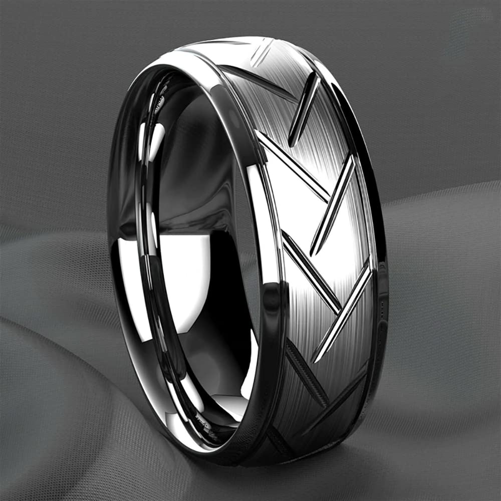ZENSE - Bague homme argentée brillante avec rainures ZR0176
