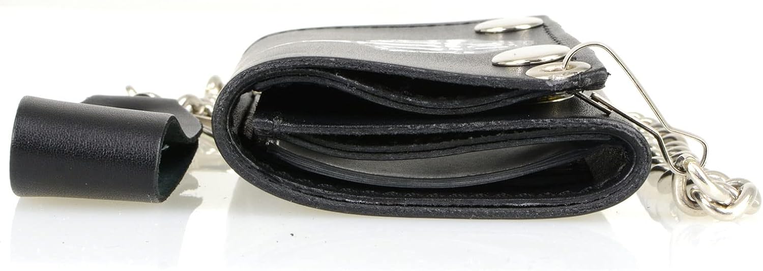Milwaukee Leather MLW7840 Men's 4” Black Leather Biker Wallet - Tri-Fold Anti - Theft Stainless Steel Chain w/Skeleton Finger - One Size - Image 8