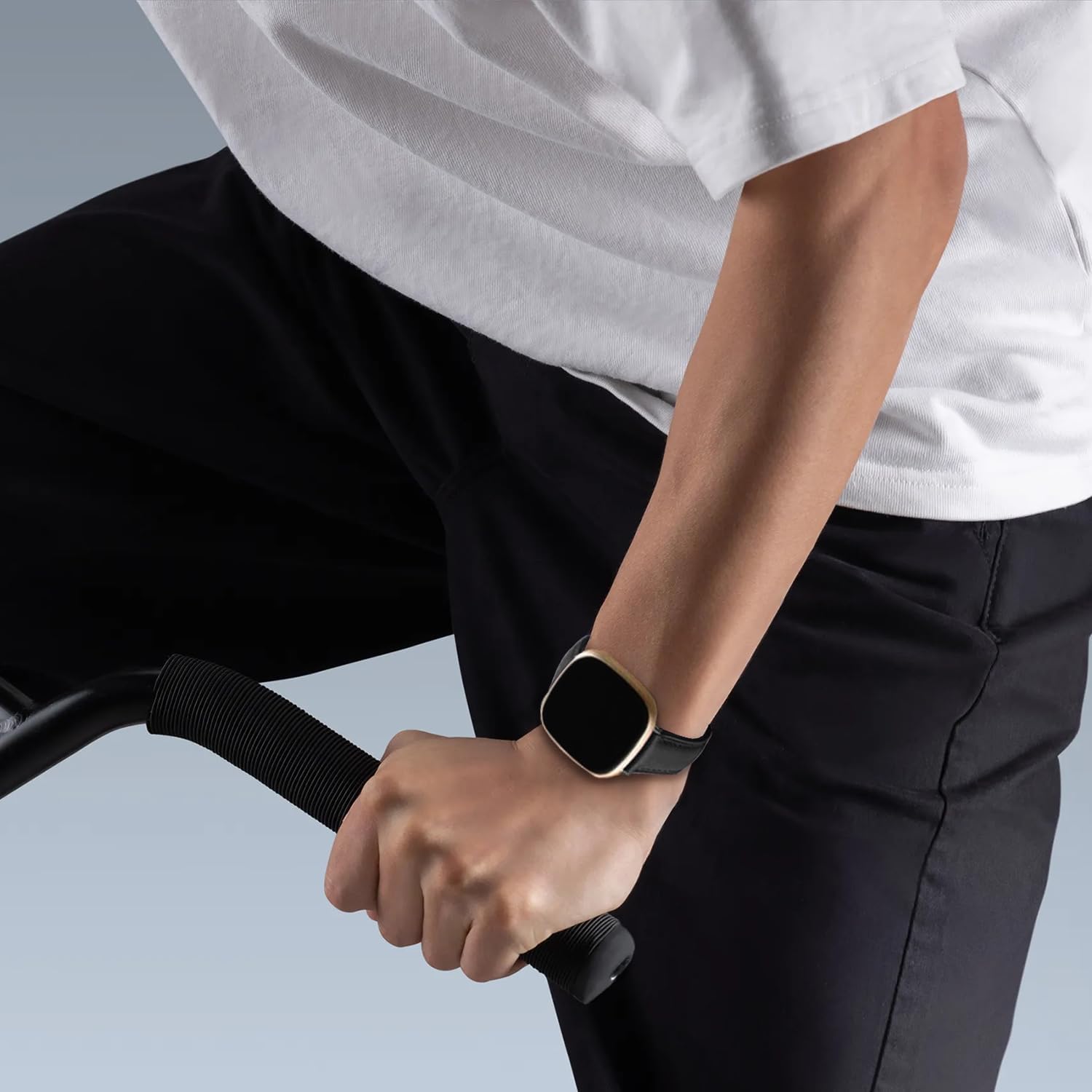 2 Pack Leather Bands Compatible with Fitbit Versa 3/Sense Smartwatch, Soft Genuine Leather Replacement Wristband for Women & Men