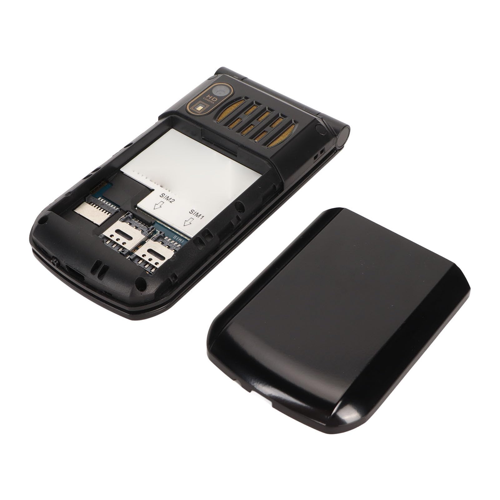 Yunseity Telefono con Doppia Scheda Flip, Telefono 4G Senior Flip con Schermo Principale da 2,6 Pollici per Uso Interno (BLACK)