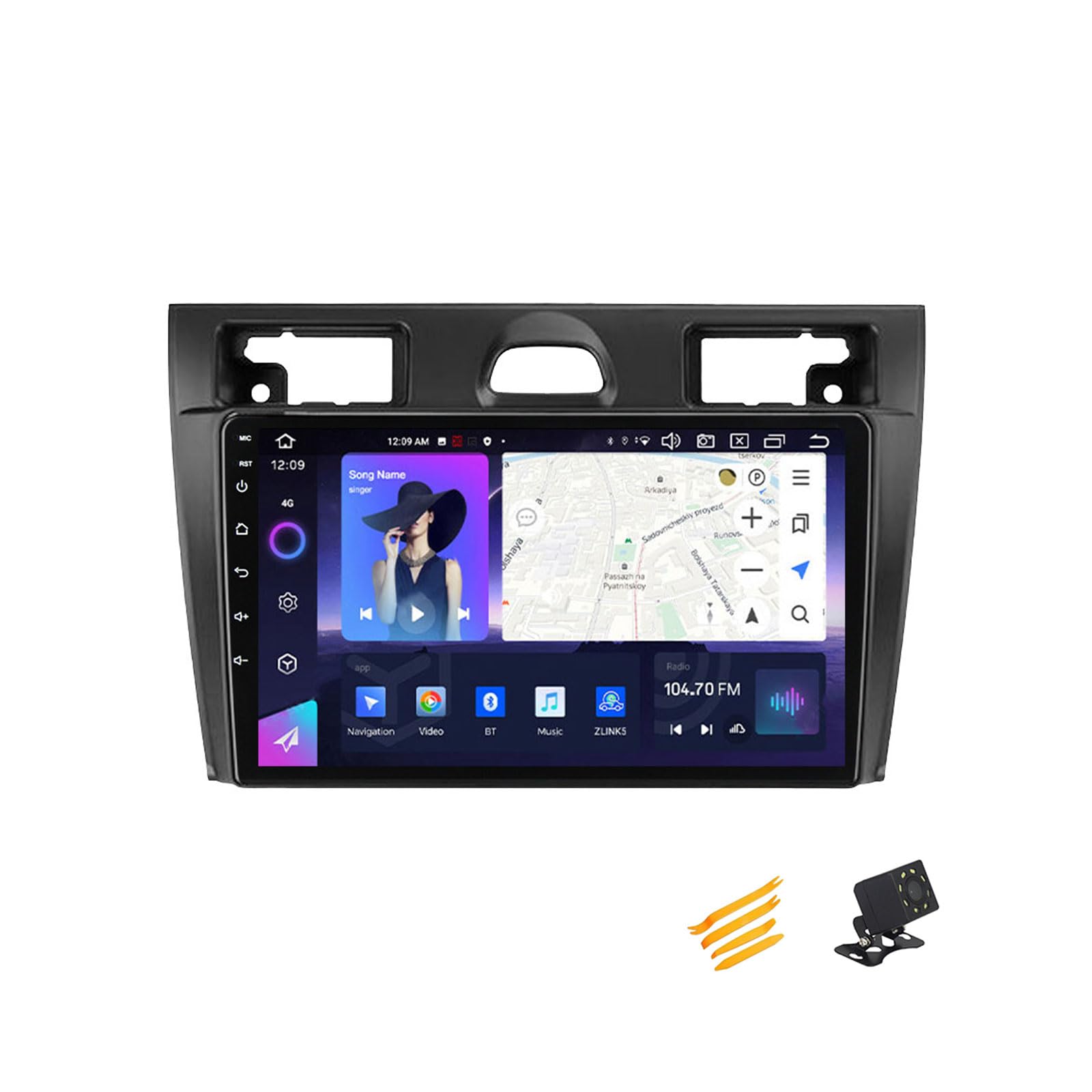 EsaSam Android 13 Car Stereo Bluetooth Car Play 2 DIN Touch Screen Compatible with Ford Fiesta Mk5 2002~2008 9in QLED Display Car Radio with Navigation Android Auto FM RDS SWC,8 Core NF5 4G+64G