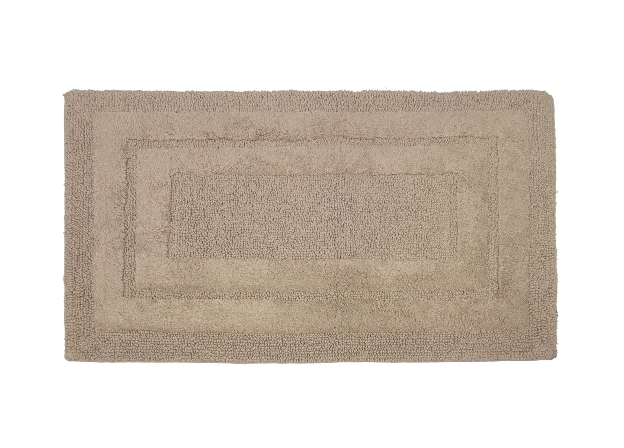 BIANCHERIAWEB Tappeto Casa Bagno Cotone Spugna Morbida Tinta Unita Antiscivolo Sirio Lino 55x130 Lino