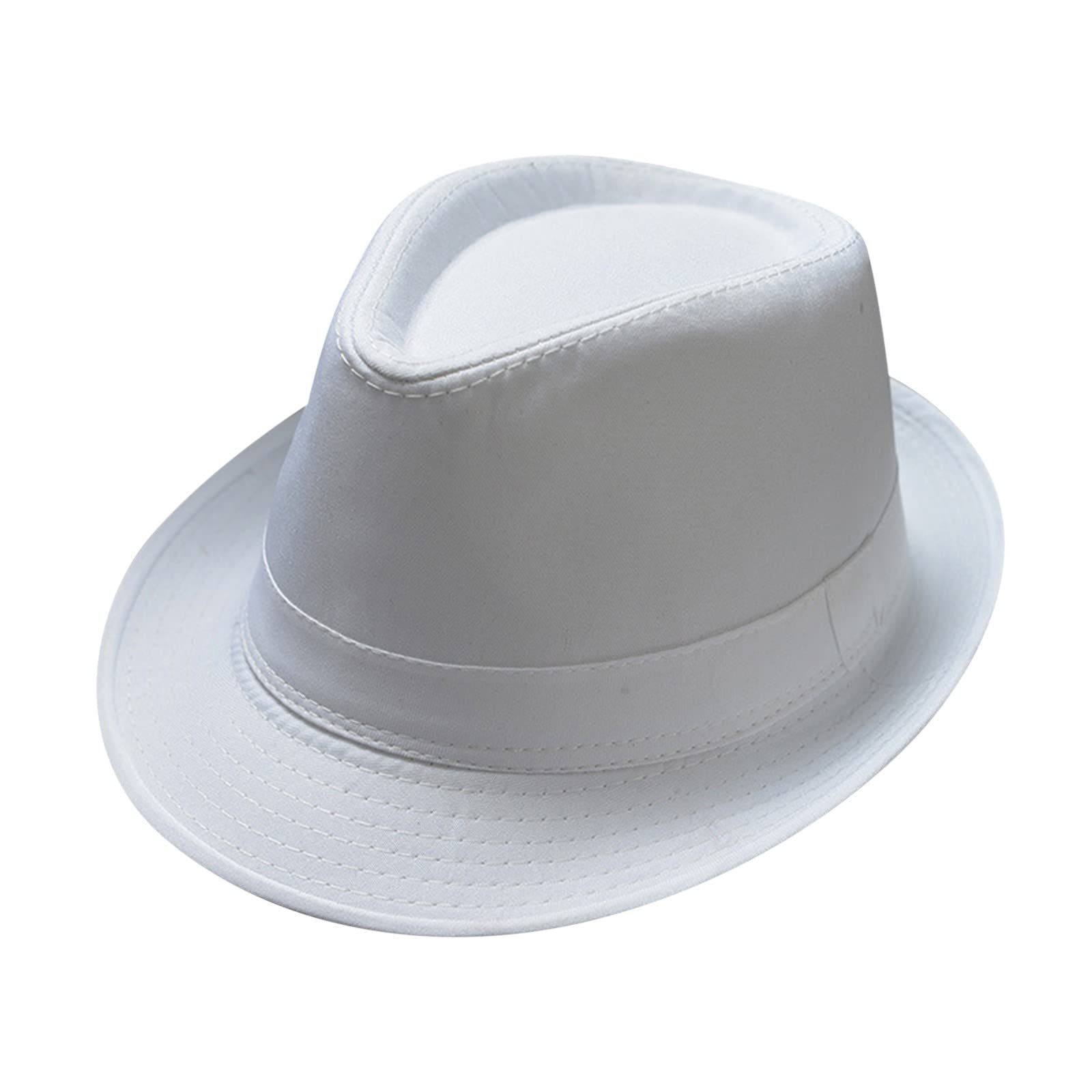 Women's White Panama Fedora Hats For Men Trilby Teardrop Fedora Hat Unisex Travel Water Resistant Packable Short Brim Roll Up Beach Hat