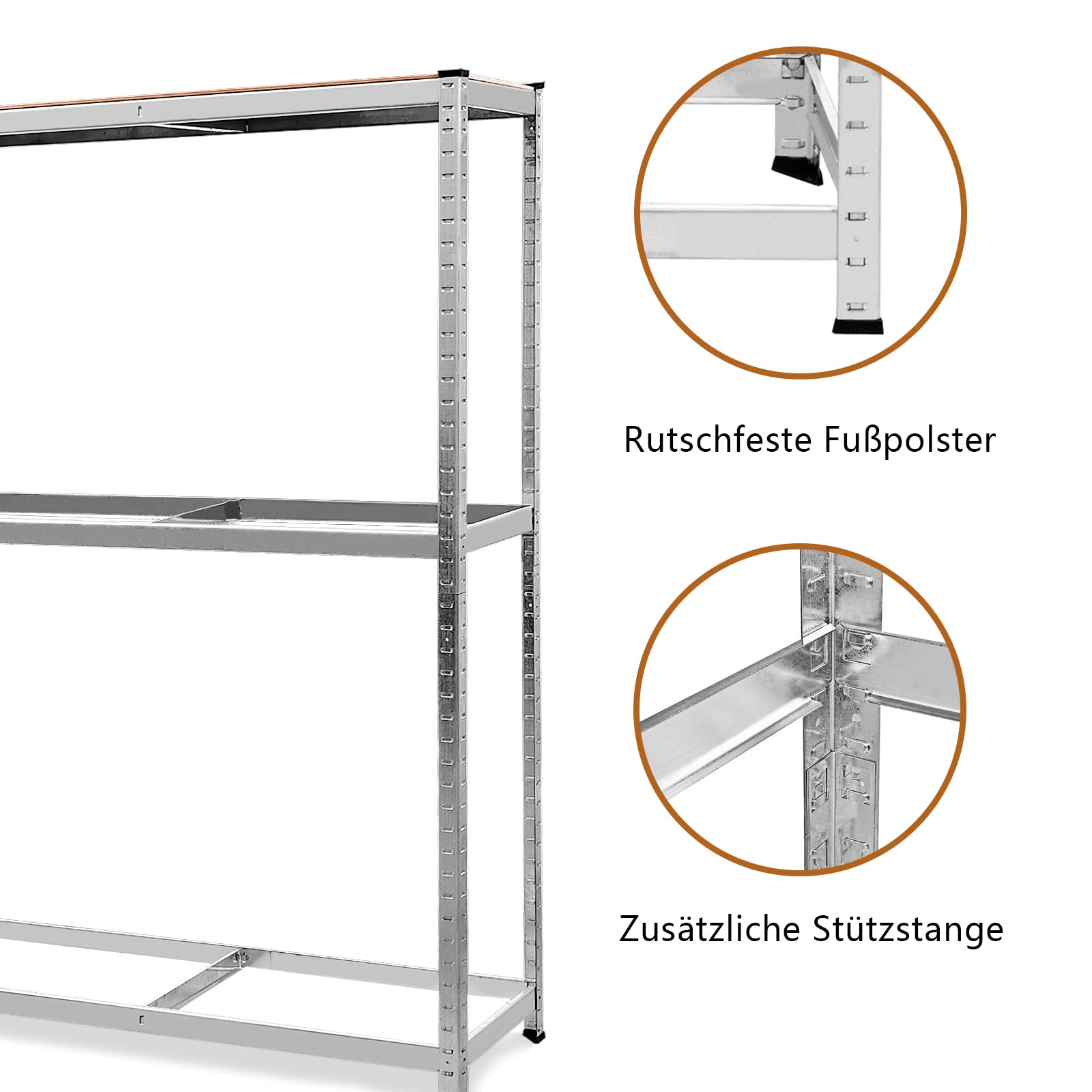 RELAX4LIFE Reifenregal, Reifenständer 3 Ebenen, belastbar bis zu 795 kg, höhenverstellbarer Reifenlager, Felgenregal aus MDF und Stahl, Garagenregal für 8 Reifen, 120 x 40 x 180 cm, Silber