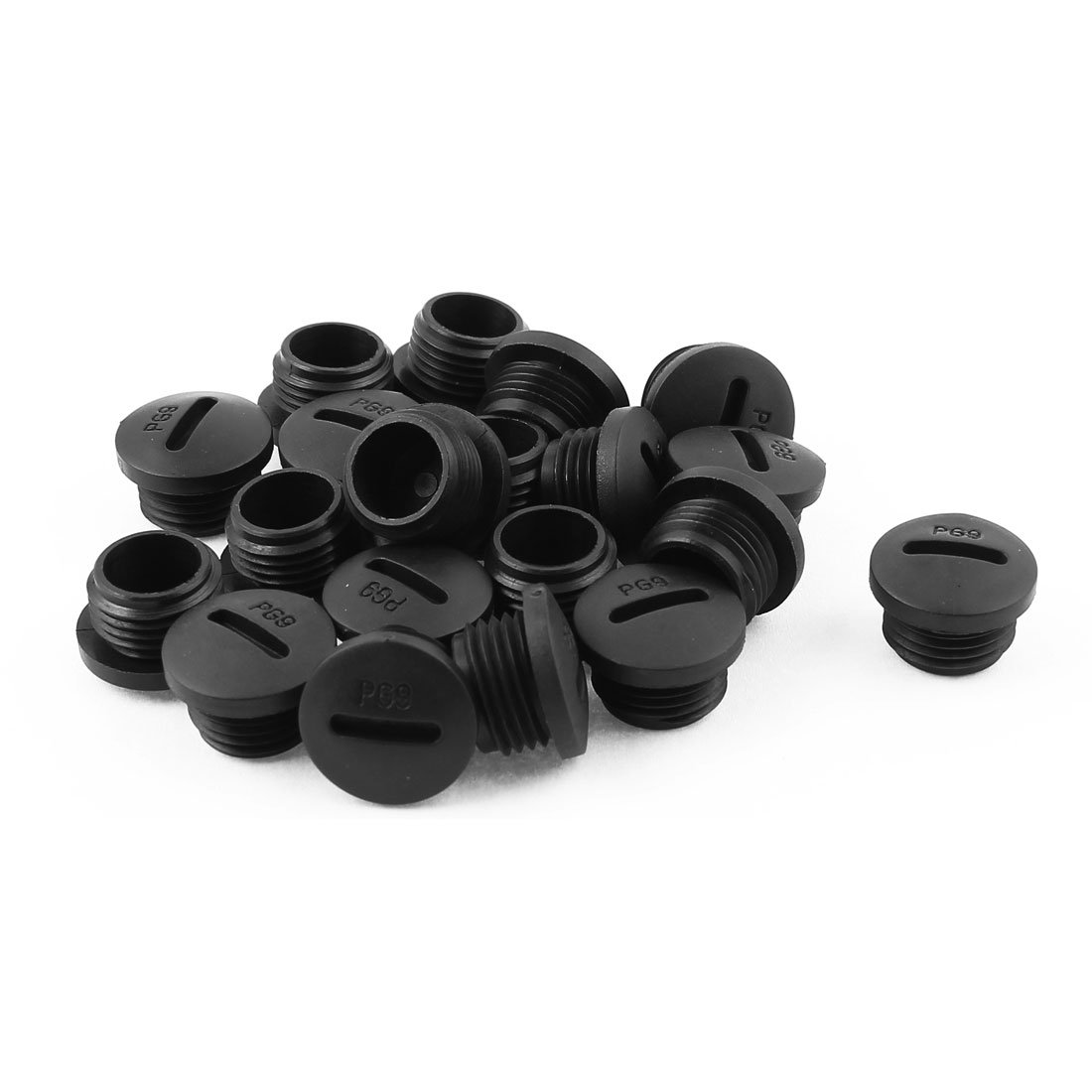Uxcell Black Sourcingmap 20Pcs Pg9 Nylon Insert Blanking Plug Cap End Threaded M15 X 8Mm