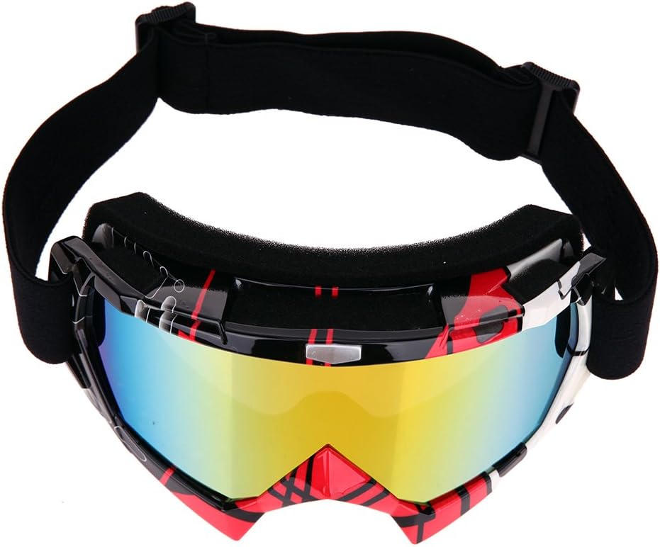 Rrimin New Professional Motocross Goggles Dirt Bike ATV Motorcycle Ski Glasses (Black and Red)