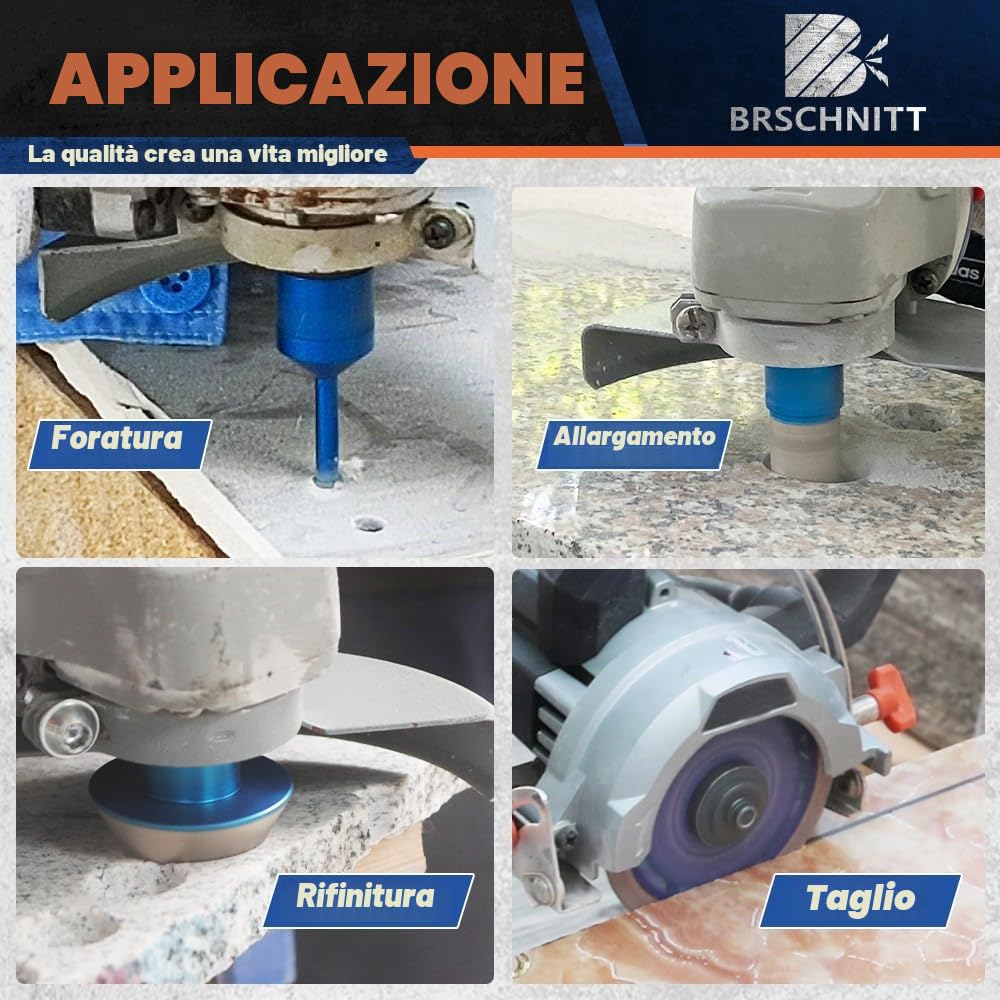 Punte Diamantate Gres Porcellanato - 6/6/8/20/35/50/68/110mm frese diamantate, 10mm Fresa, 50mm Punte Smusso,125mm X Disco,per Porcellana Piastrelle Ceramica Marmo Granito