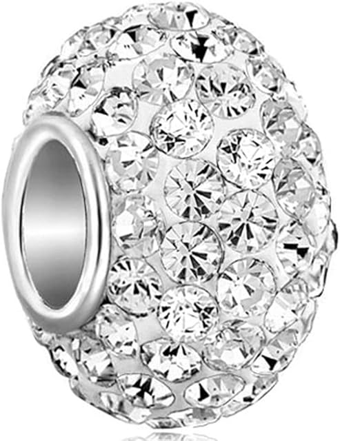 Sug Jasmin 925 Sterling Silver Simulated Birthstone Charm 11 Colors Crystal Beads for Bracelets