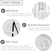 Vista 2 de MIZGI Perchas de terciopelo prémium (paquete de 60) resistentes, antideslizantes, ganchos cromados blancos, ahorro de espacio, color blanco/plateado