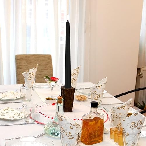 Miniatura 7 de Paquete de 20 velas cónicas negras de 10 pulgadas de alto, sin perfume, sin goteo, para fiesta de Halloween, hogar, 8 horas de tiempo de combustión