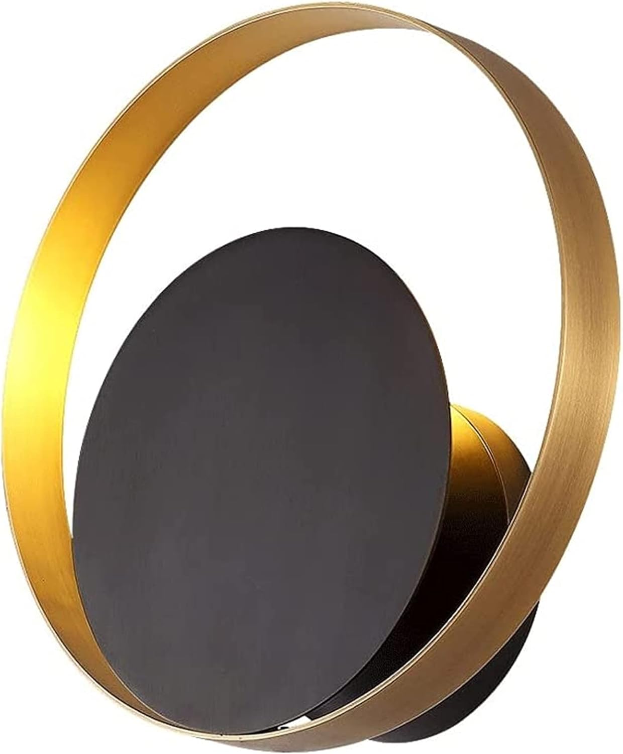 Luces De Pared Circulares Circulares De Dormitorio, Base De Cuerpo De La Lámpara De Cobre, Frisbee Black Forma Lampshade, Lámparas De Escono De Tocador