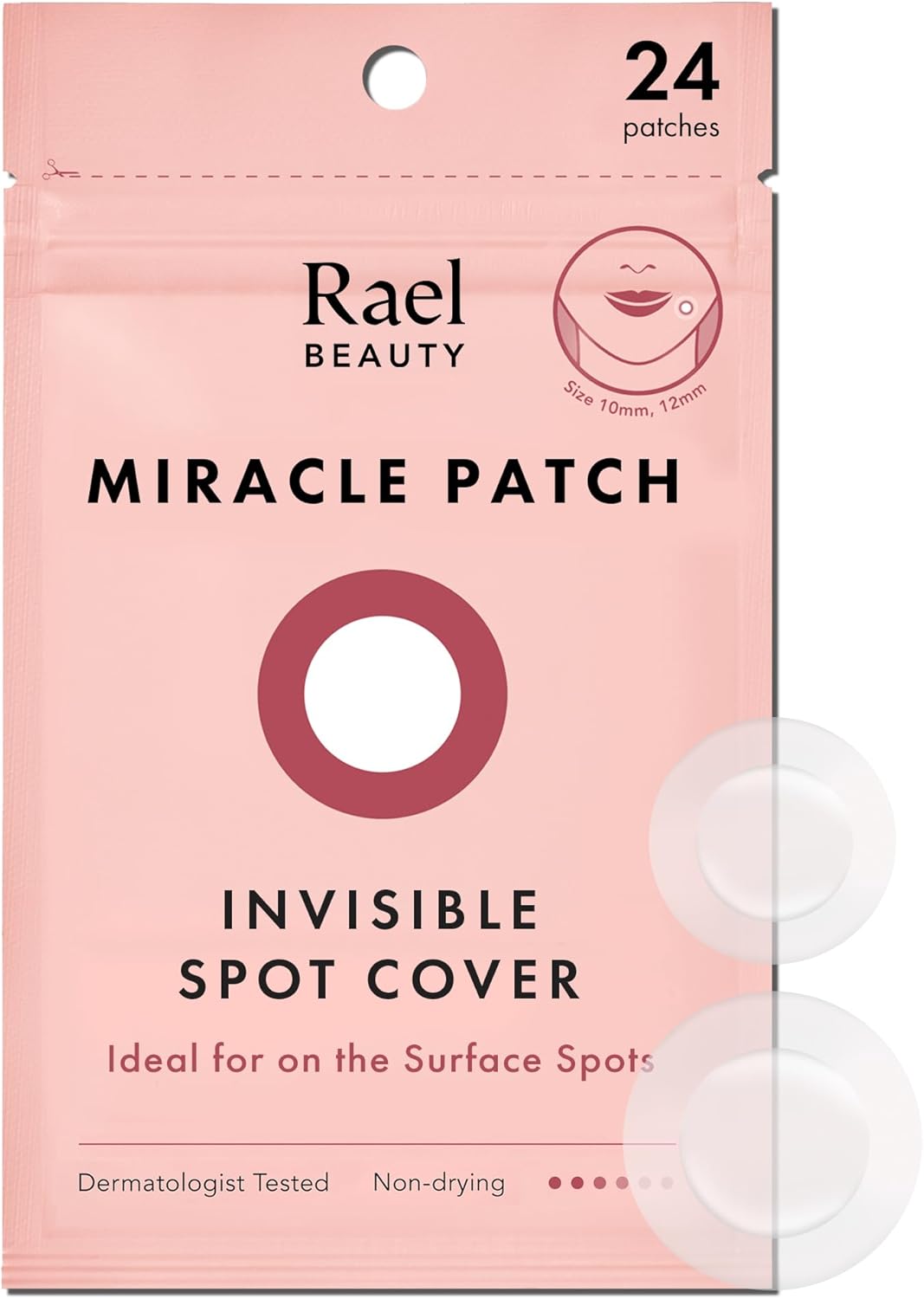 Rael Miracle Invisible Spot Cover – Hydrocolloid, Absorbing Cover, Skin Care, Facial Stickers, 2 Sizes (24 Count)