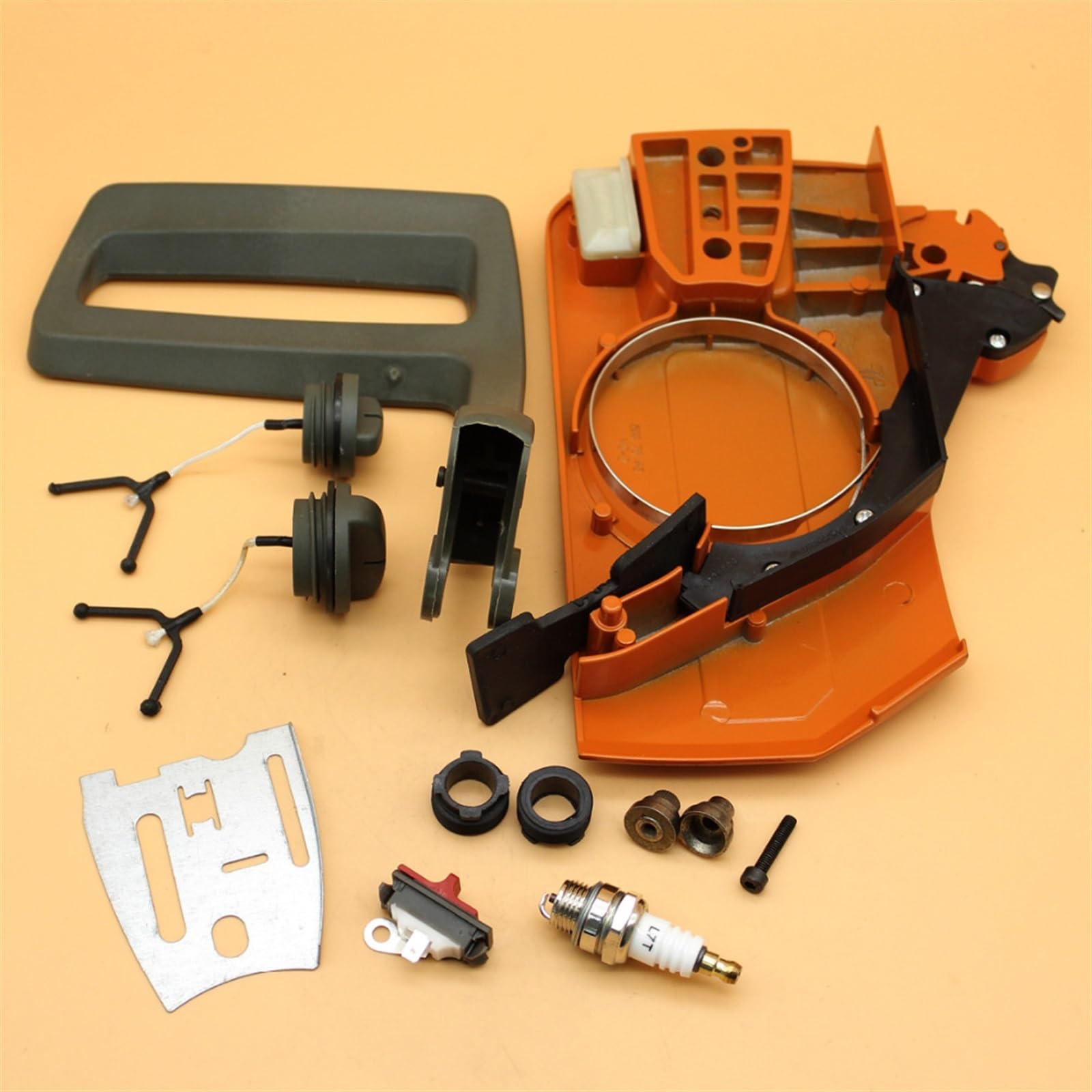IWBR Cubierta de Embrague, Placa de manija de Freno, Engranaje helicoidal, Conjunto de Tapa de Aceite de Combustible Apto for Husqvarna 268 272 XP 266 66 61, Piezas de Repuesto de Motosierra