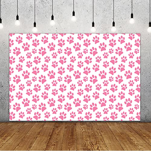 Lofaris Paw Prints Themed Photography Backdrop Kids Birthday Party Supplies Puppy Dog Paw Print Photo Background Newborn Baby Shower Pet Treat Party Decoration Candy Table Photo Booth Studio 5x3ft