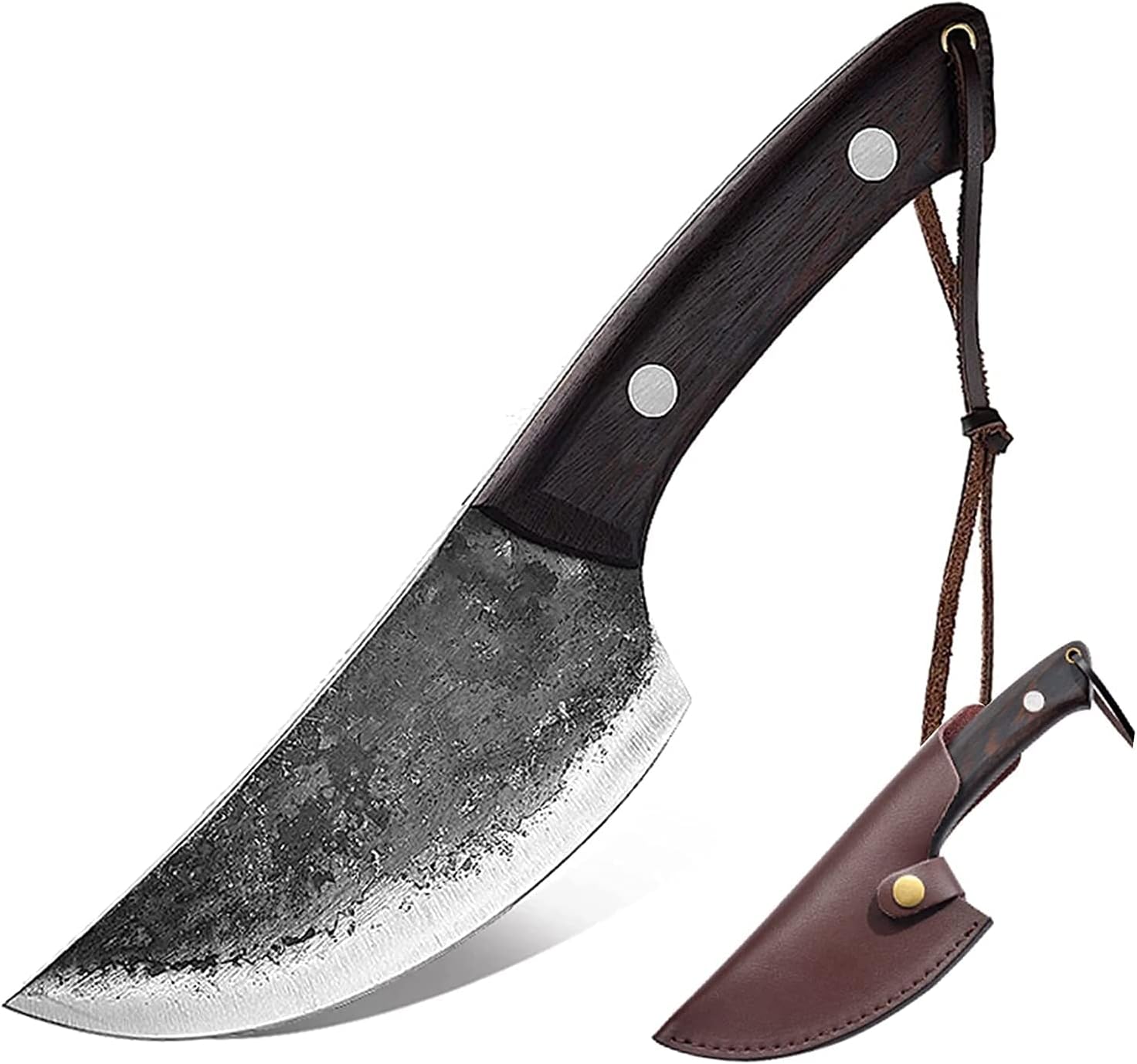 Hand Forged Kitchen Knife,Fixed Blade Knives Cleaver with Sheath,Tool Utility High-carbon Steel,for Home Outdoor Cooking Camping BY ZZYY