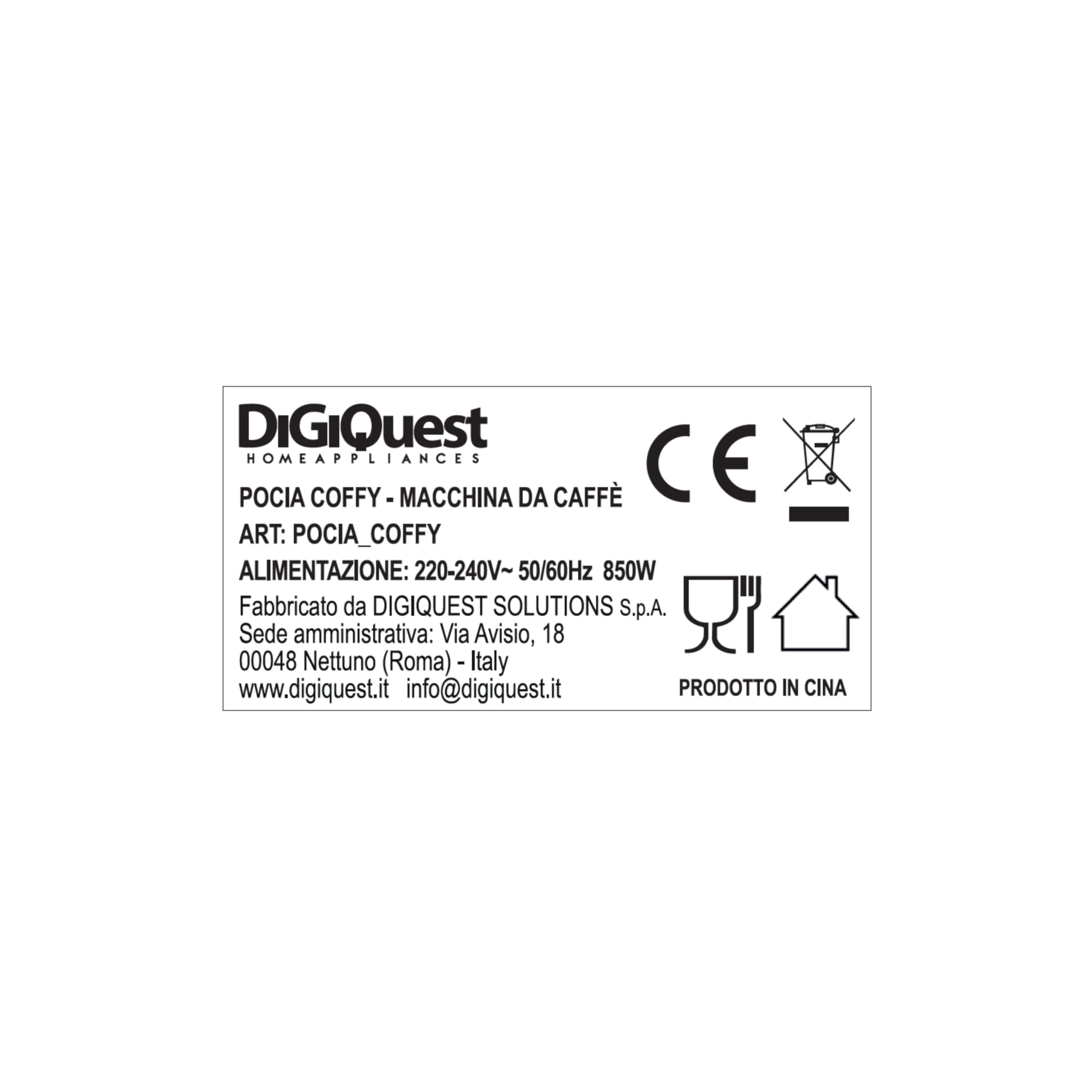 DIGIQUEST Pocia Coffy Macchina da Caffè Espresso | 20 Bar | Compatibile con Caffè in Polvere e Cialde | Funzione Cappuccino, Vapore e Acqua Calda